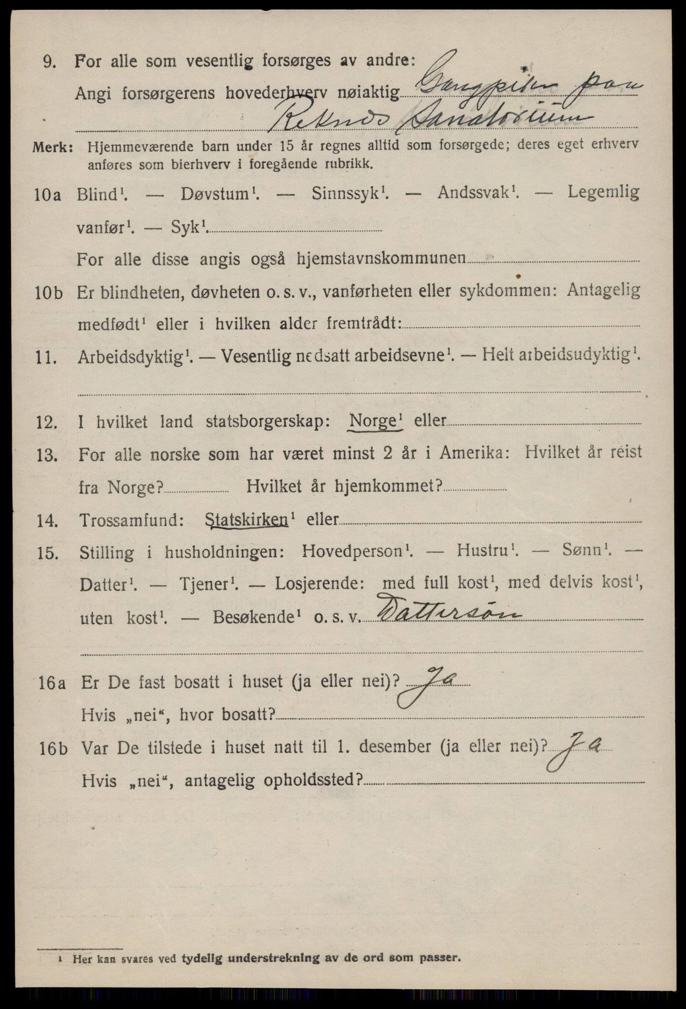 SAT, 1920 census for Vestnes, 1920, p. 6488