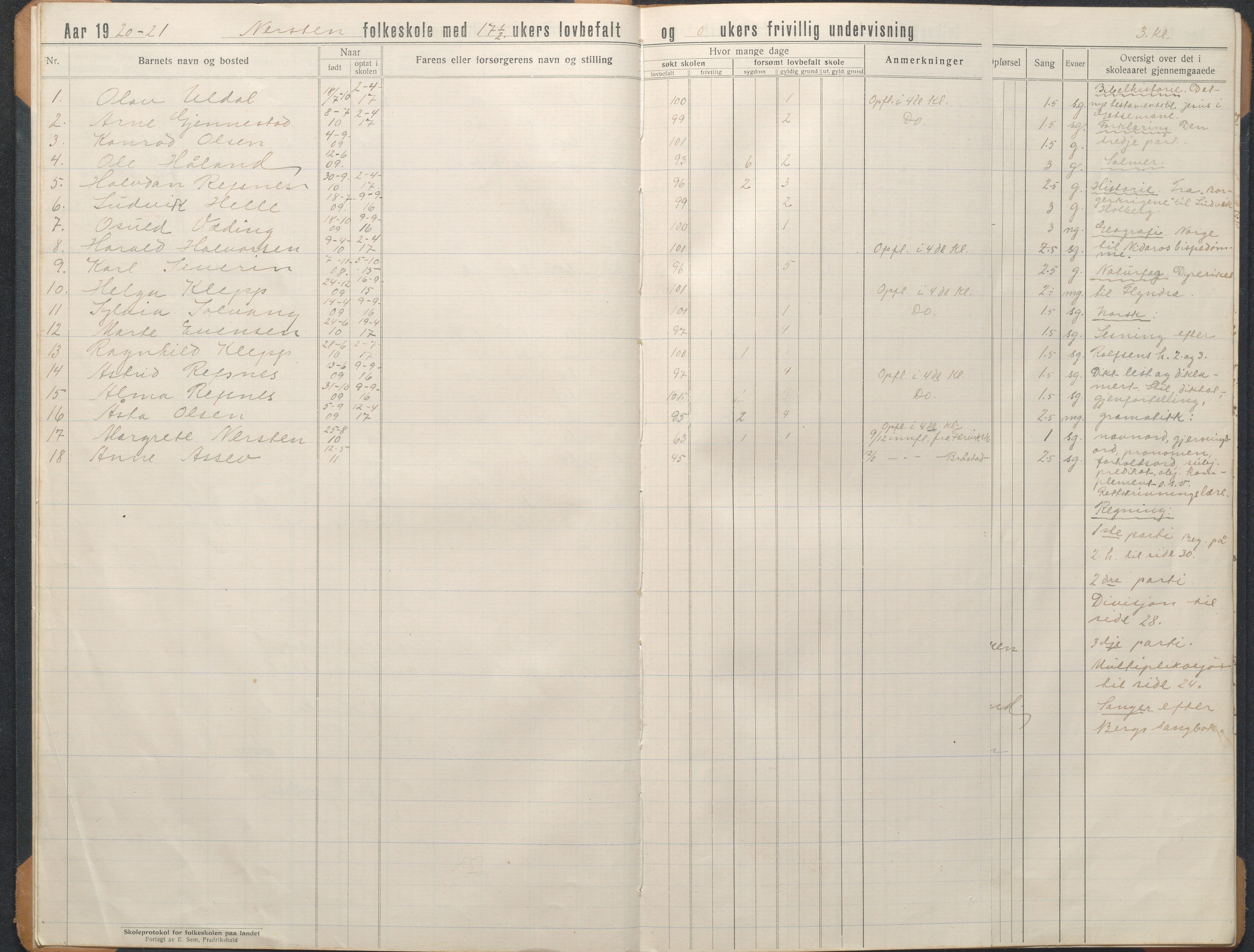 Øyestad kommune frem til 1979, AAKS/KA0920-PK/06/06L/L0004: Skoleprotokoll, 1920-1960