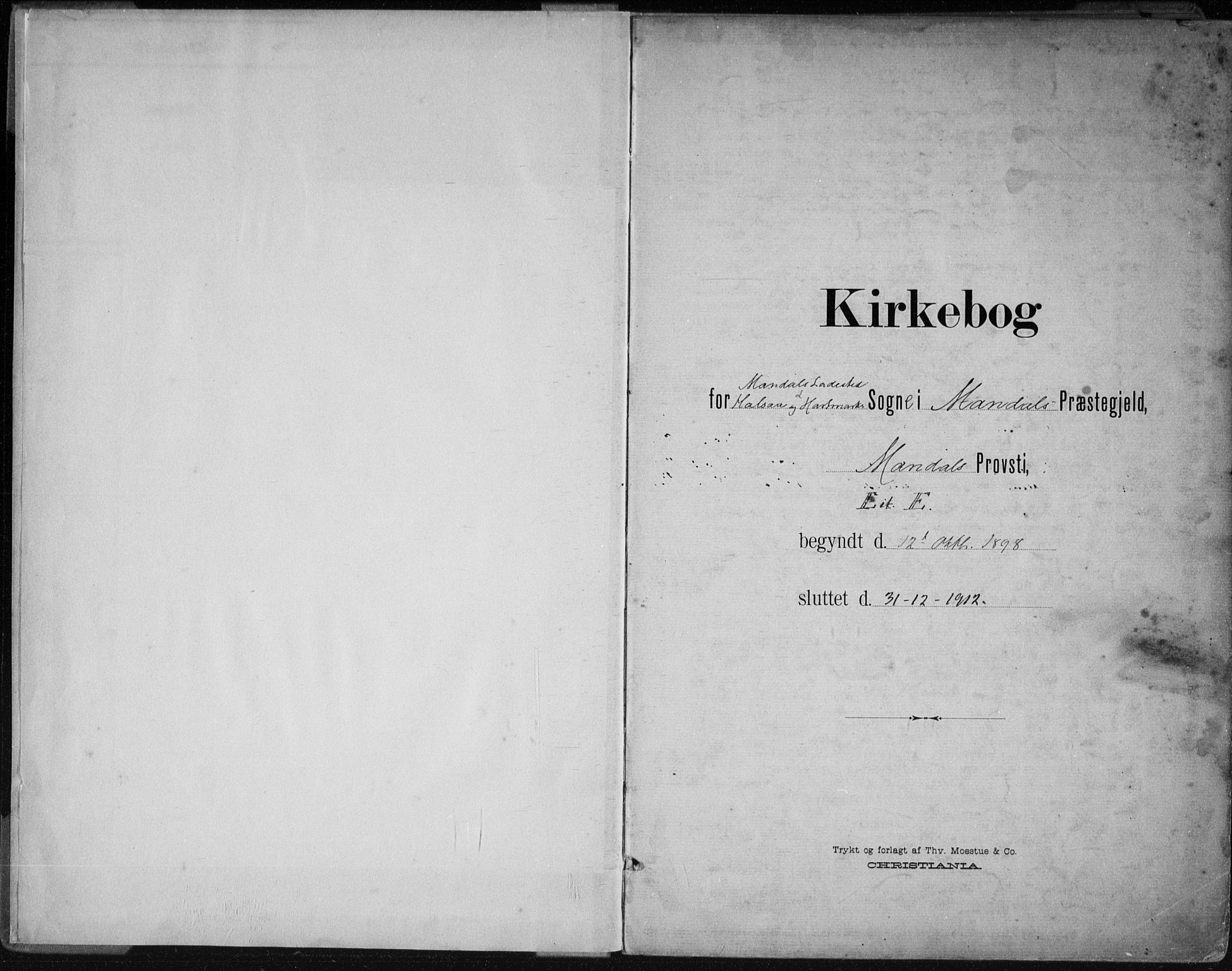 Mandal sokneprestkontor, AV/SAK-1111-0030/F/Fa/Faa/L0021: Parish register (official) no. A 21, 1898-1913