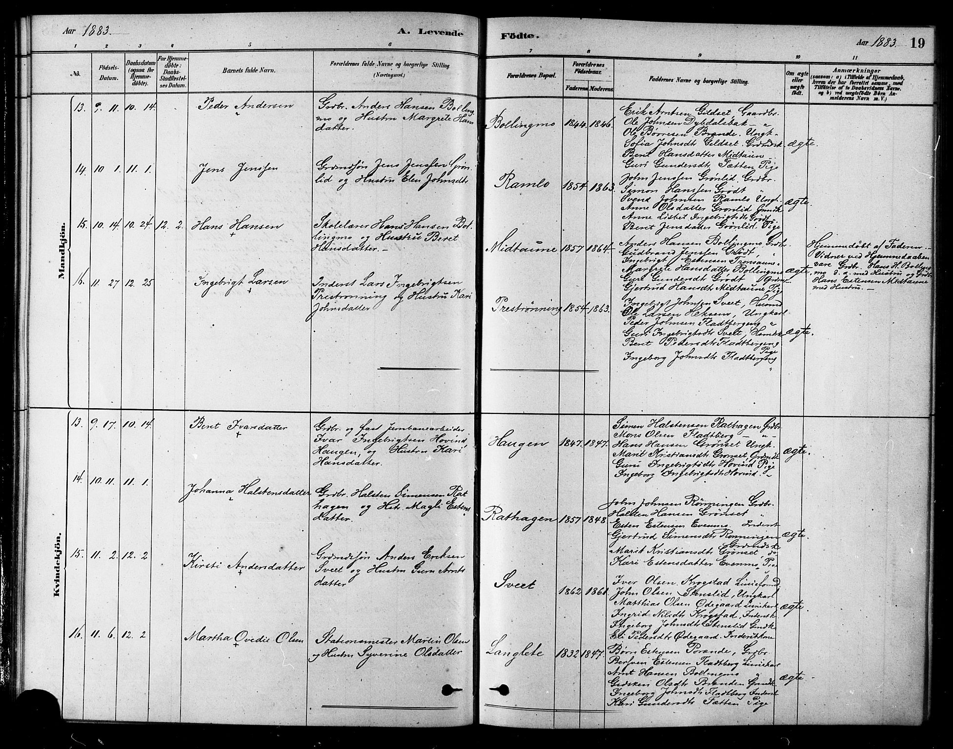 Ministerialprotokoller, klokkerbøker og fødselsregistre - Sør-Trøndelag, SAT/A-1456/685/L0972: Parish register (official) no. 685A09, 1879-1890, p. 19