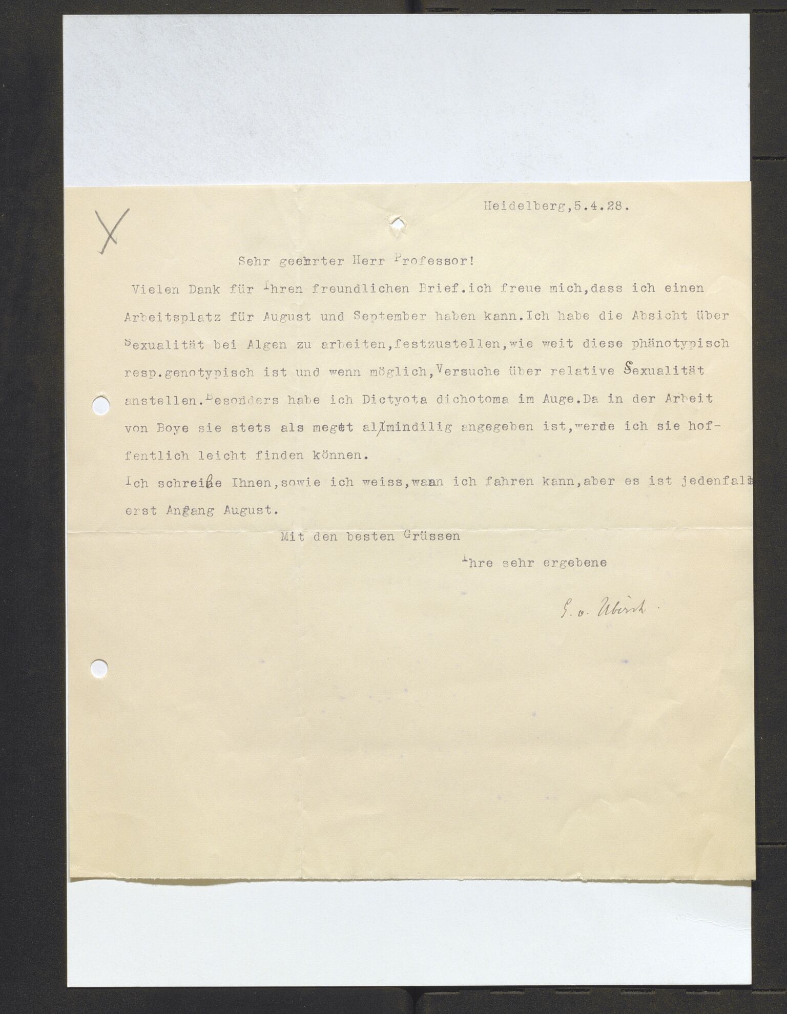 Bergens Museum, AV/SAB-A-17301/13/D/L0002: Korrespondanse , 1928-1940, p. 275
