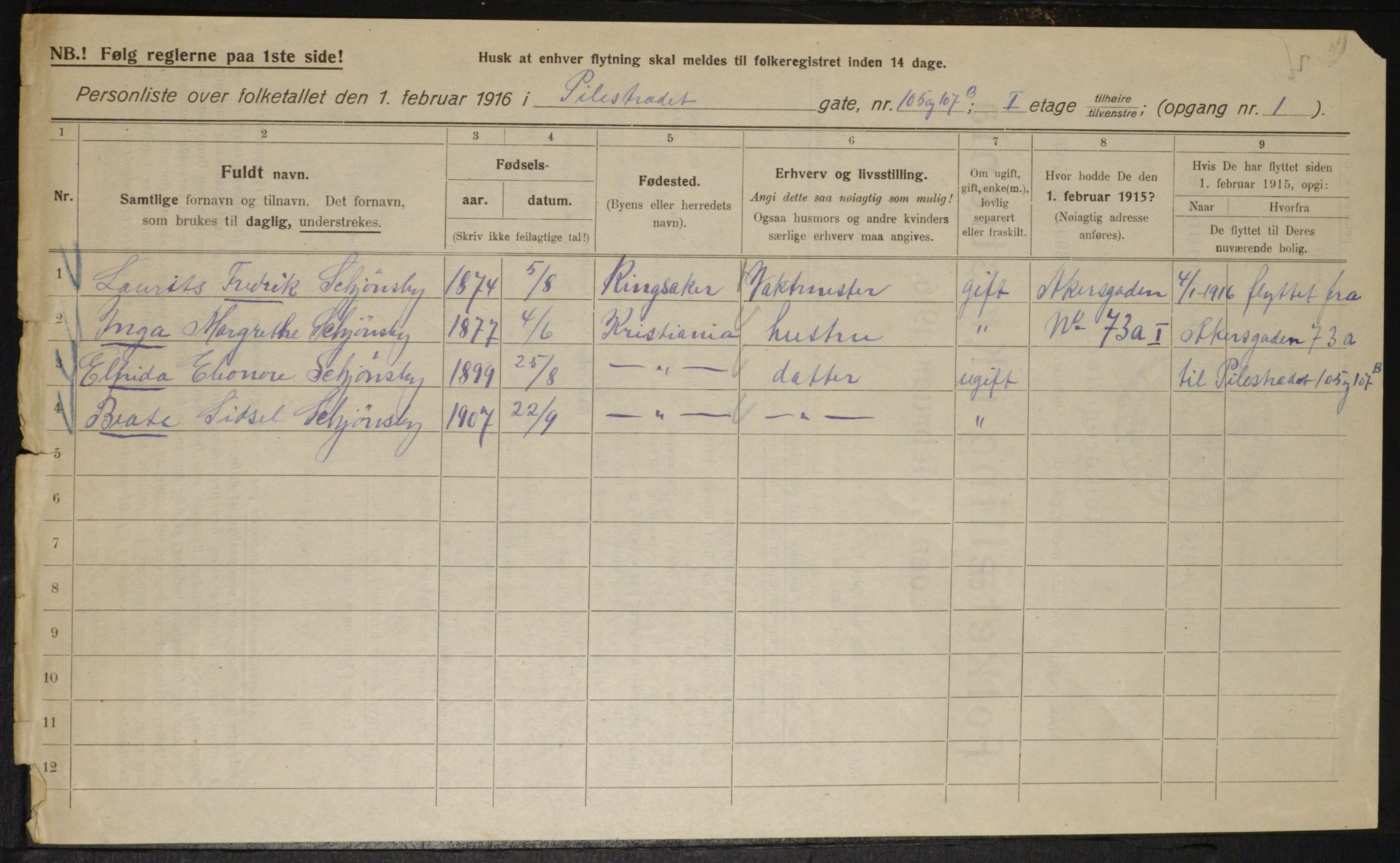 OBA, Municipal Census 1916 for Kristiania, 1916, p. 82104