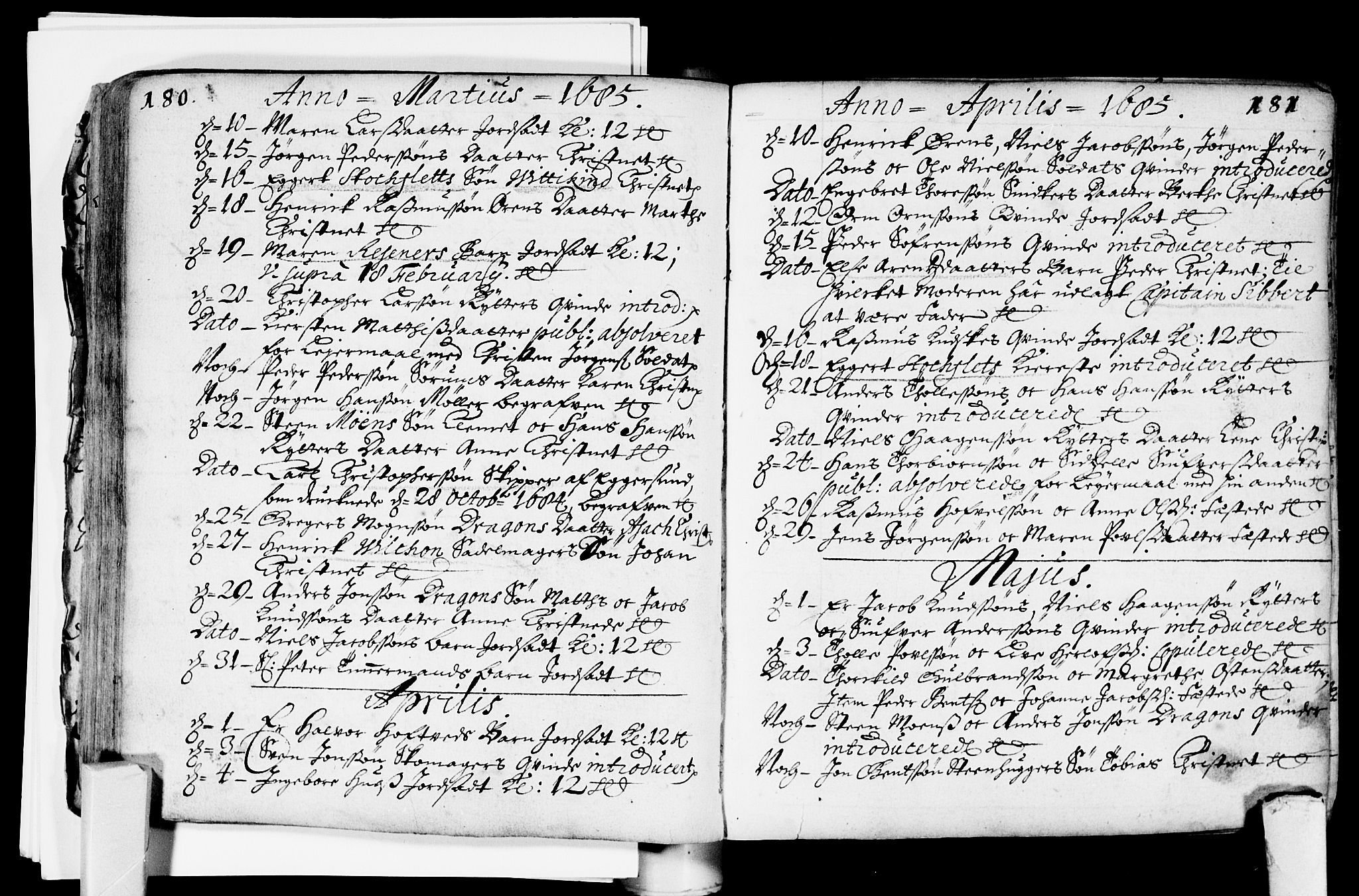 Bragernes kirkebøker, AV/SAKO-A-6/F/Fa/L0002: Parish register (official) no. I 2, 1680-1705, p. 180-181