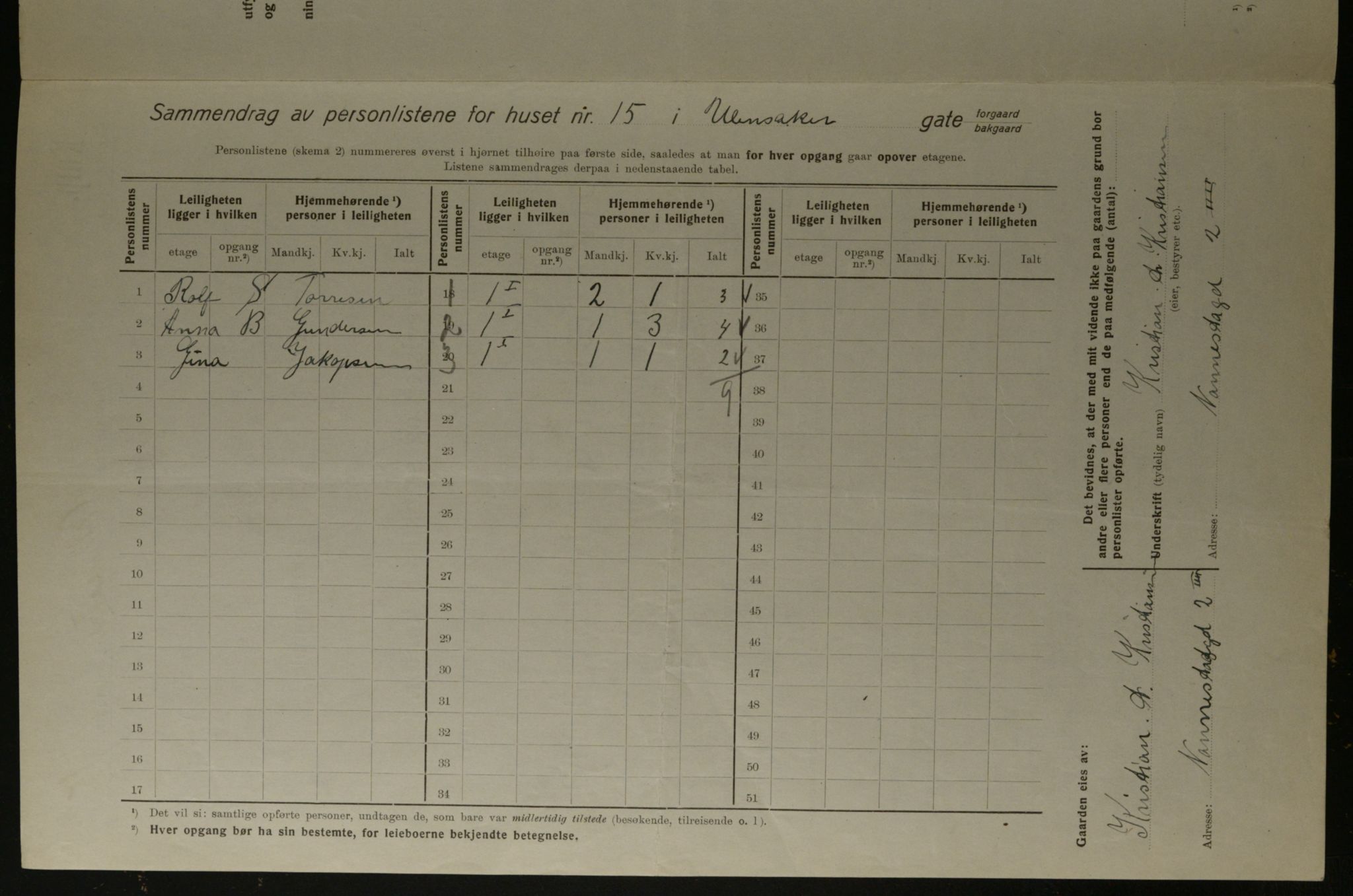 OBA, Municipal Census 1923 for Kristiania, 1923, p. 131316