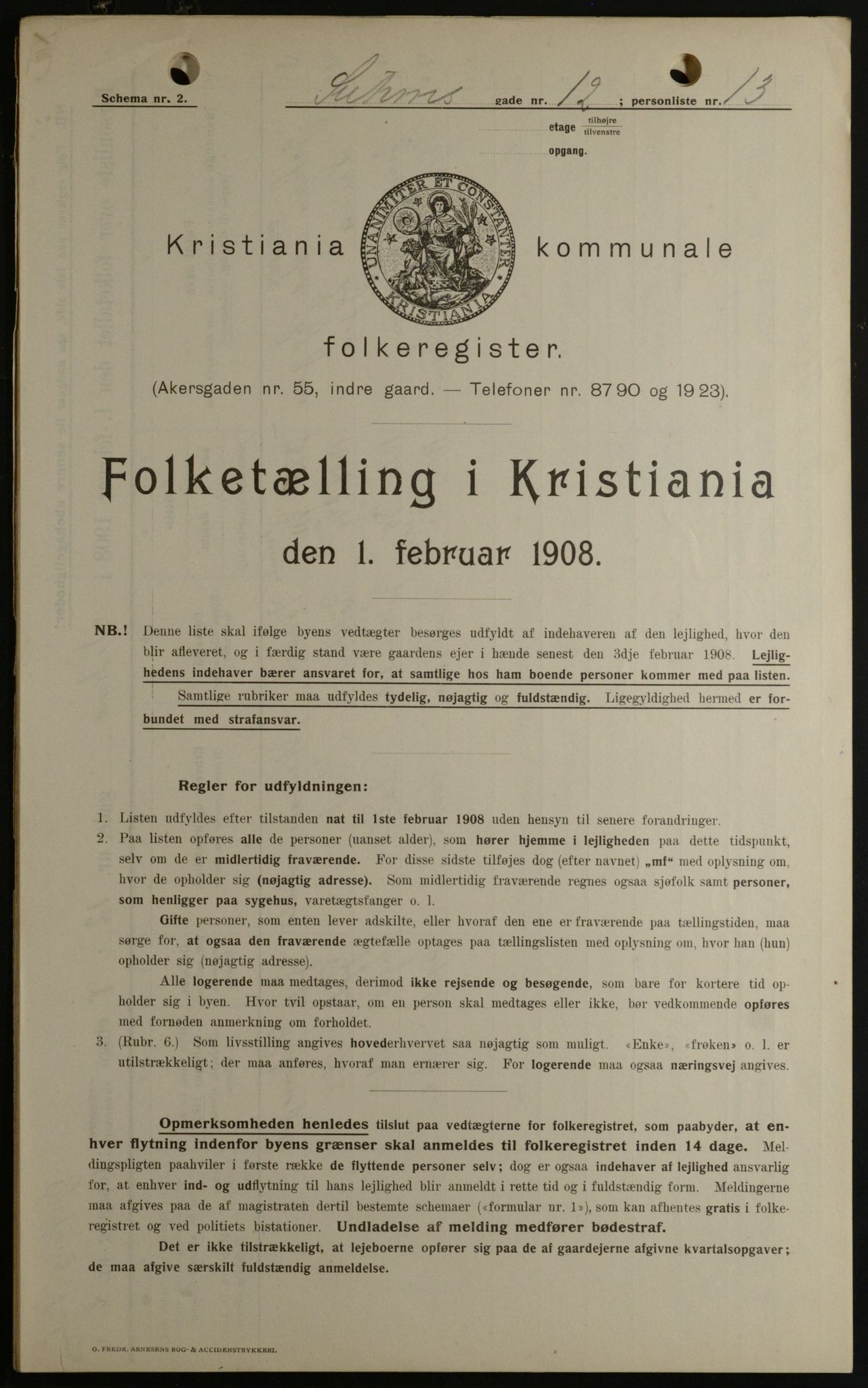 OBA, Municipal Census 1908 for Kristiania, 1908, p. 94099