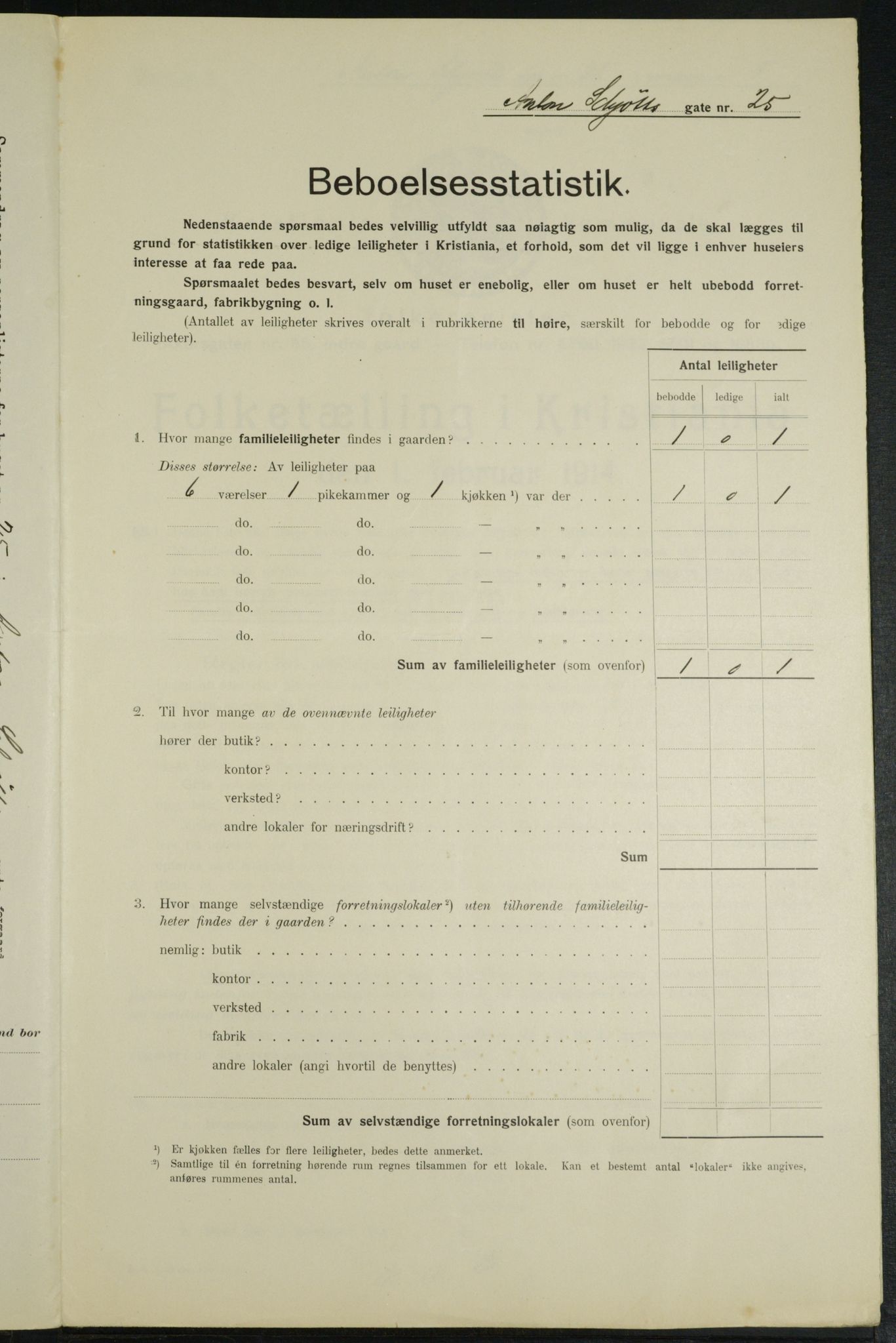 OBA, Municipal Census 1914 for Kristiania, 1914, p. 1418