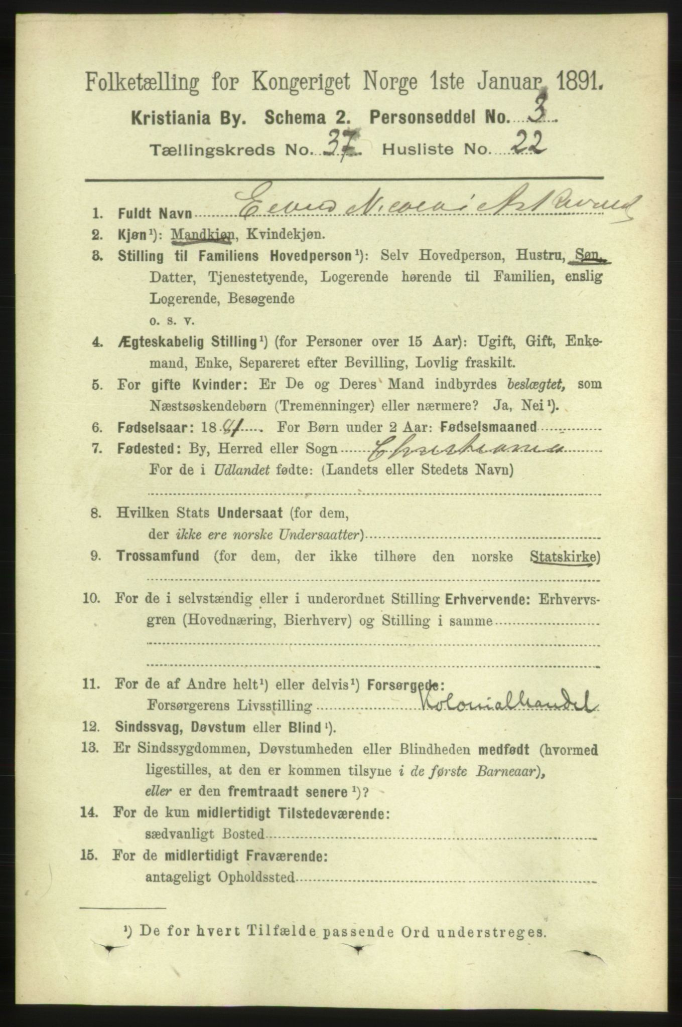 RA, 1891 census for 0301 Kristiania, 1891, p. 20982