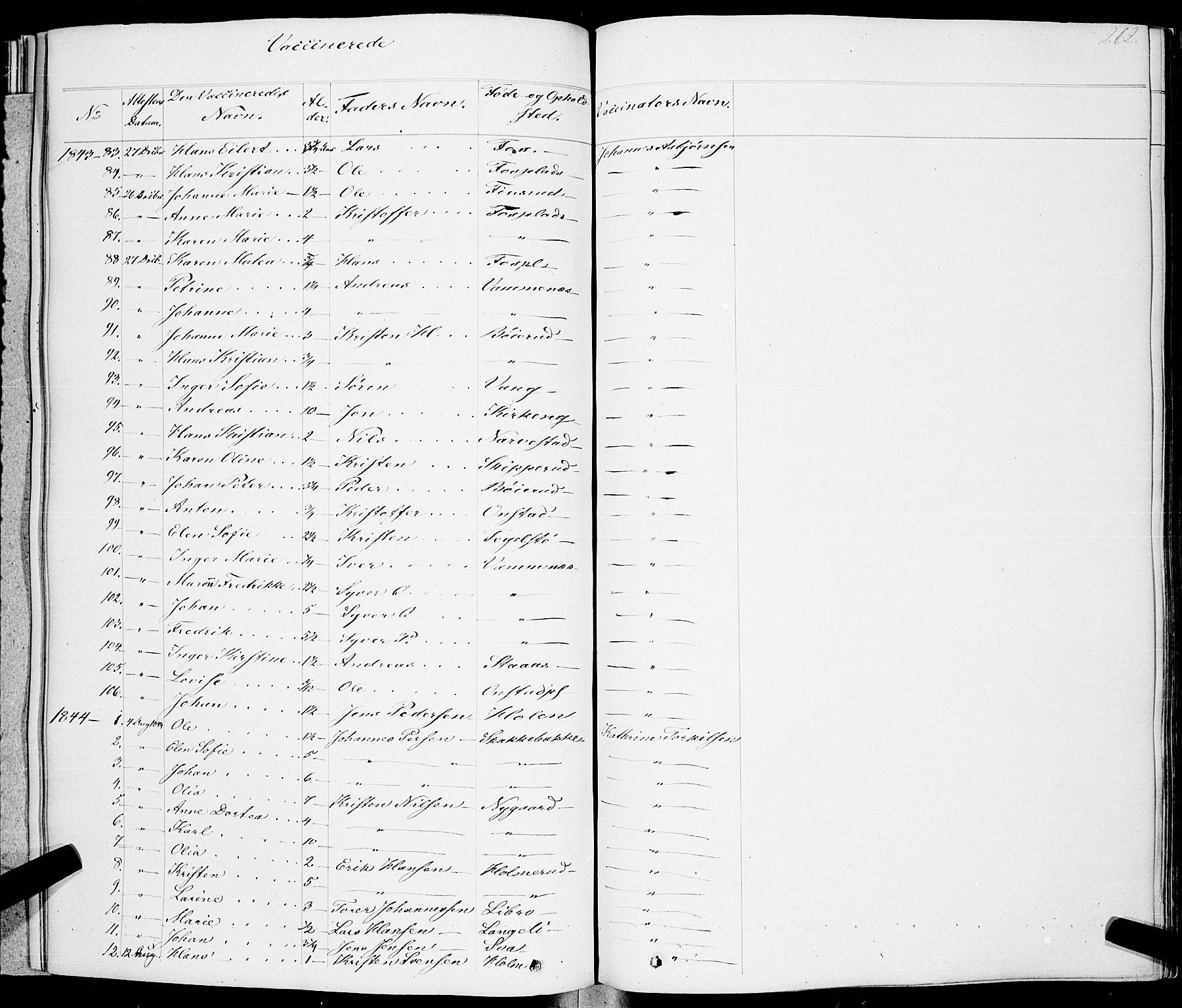 Skiptvet prestekontor Kirkebøker, AV/SAO-A-20009/F/Fa/L0006: Parish register (official) no. 6, 1839-1860, p. 262