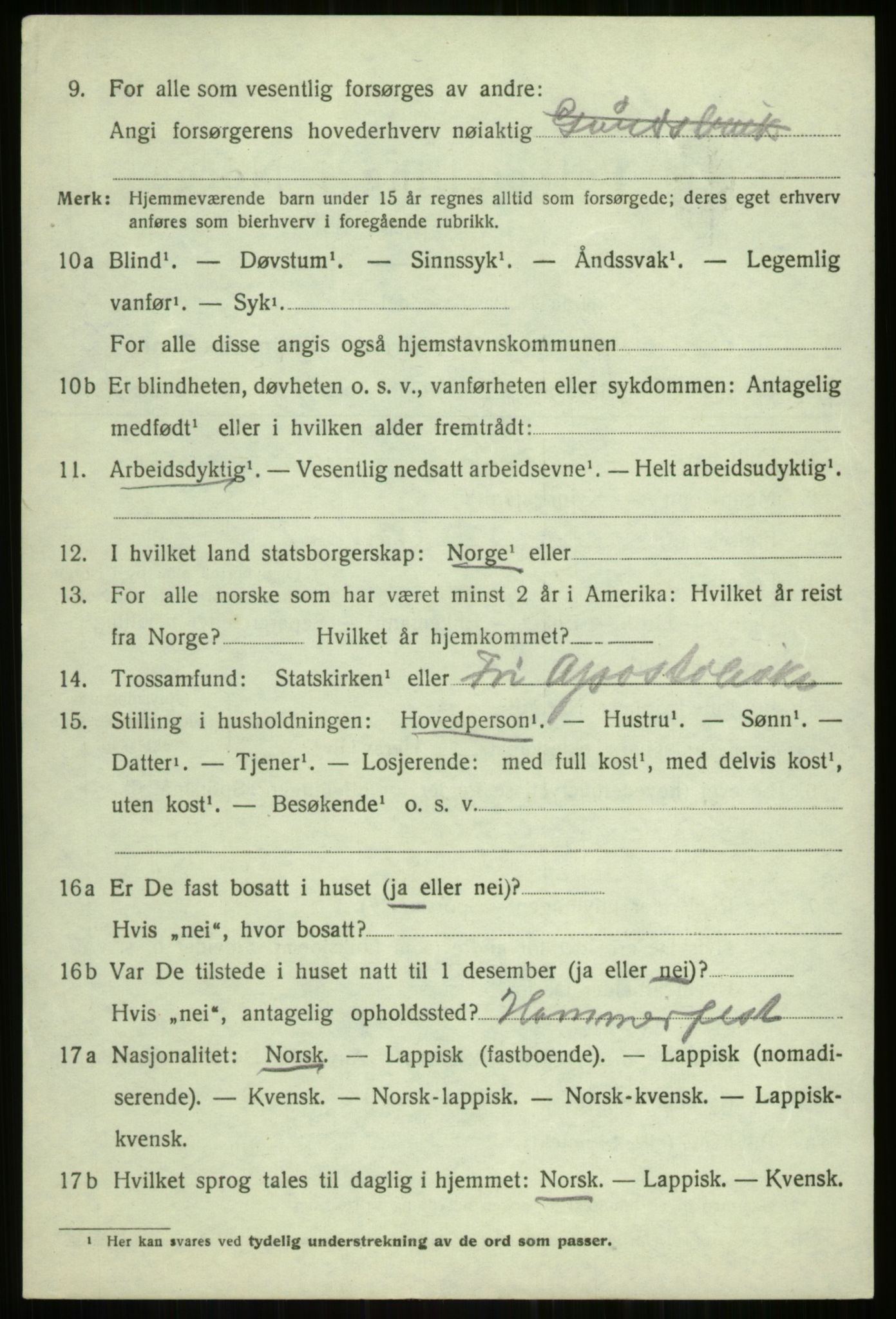 SATØ, 1920 census for Balsfjord, 1920, p. 4497