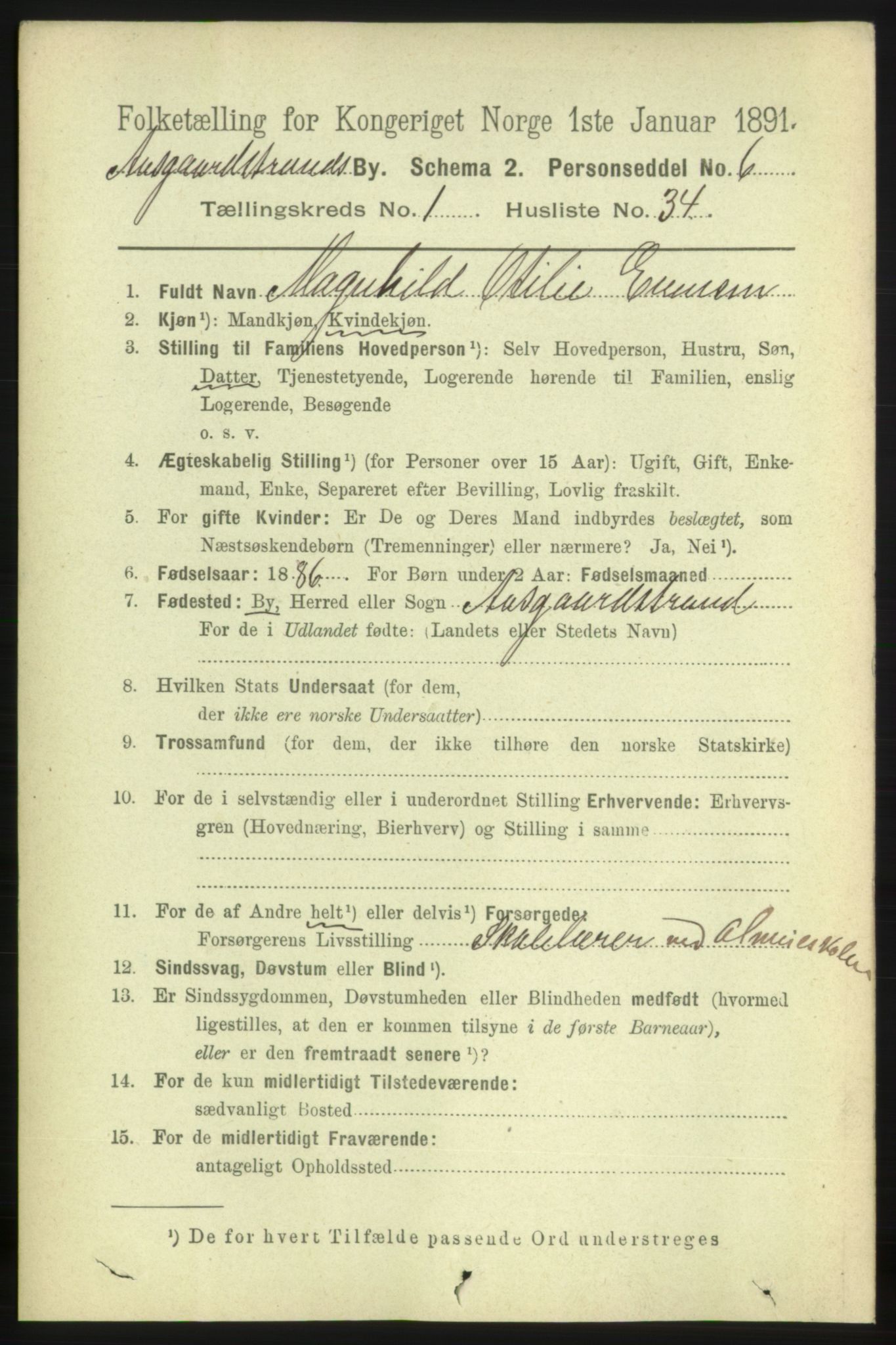 RA, 1891 census for 0704 Åsgårdstrand, 1891, p. 396