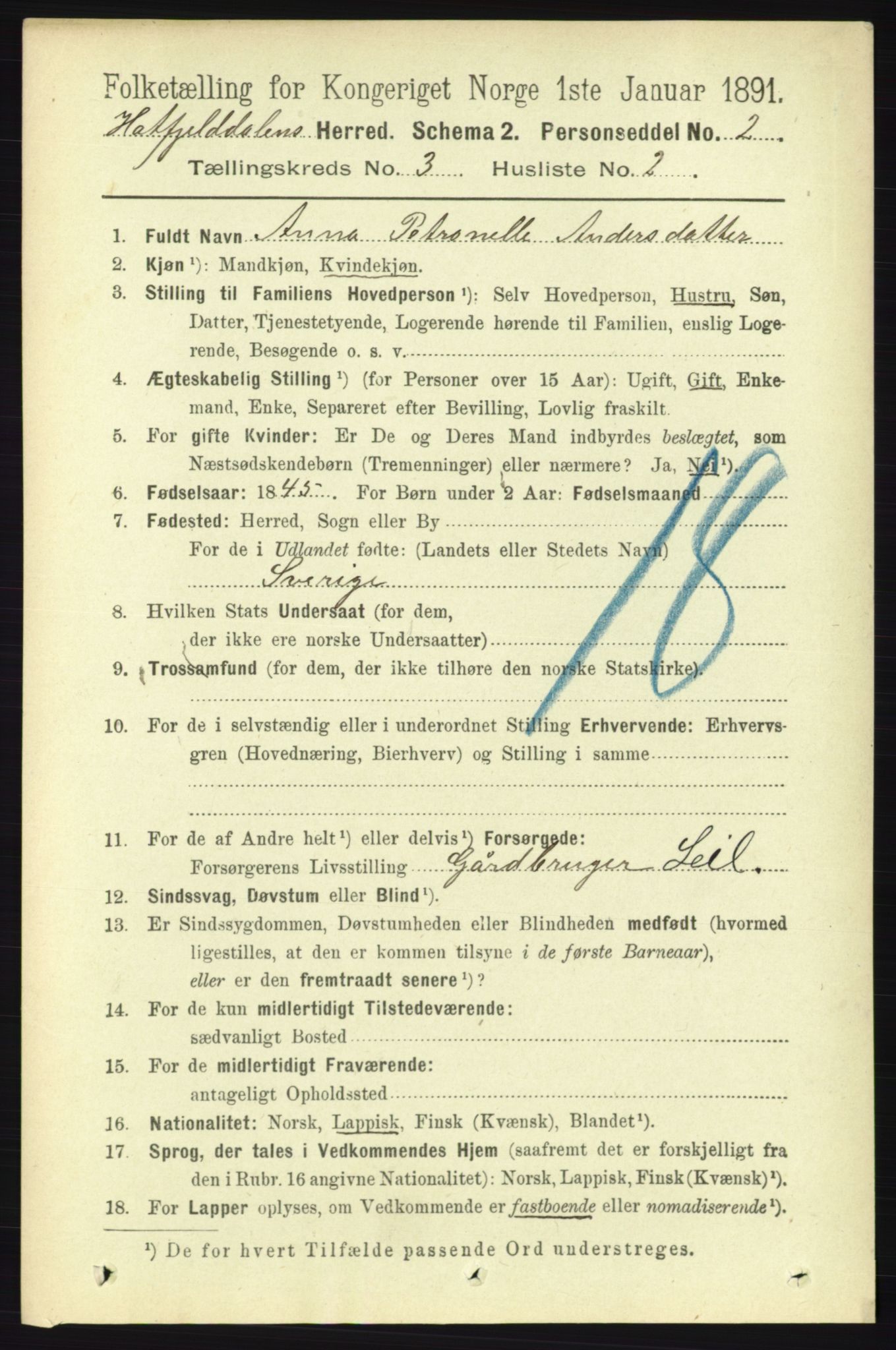 RA, 1891 census for 1826 Hattfjelldal, 1891, p. 641