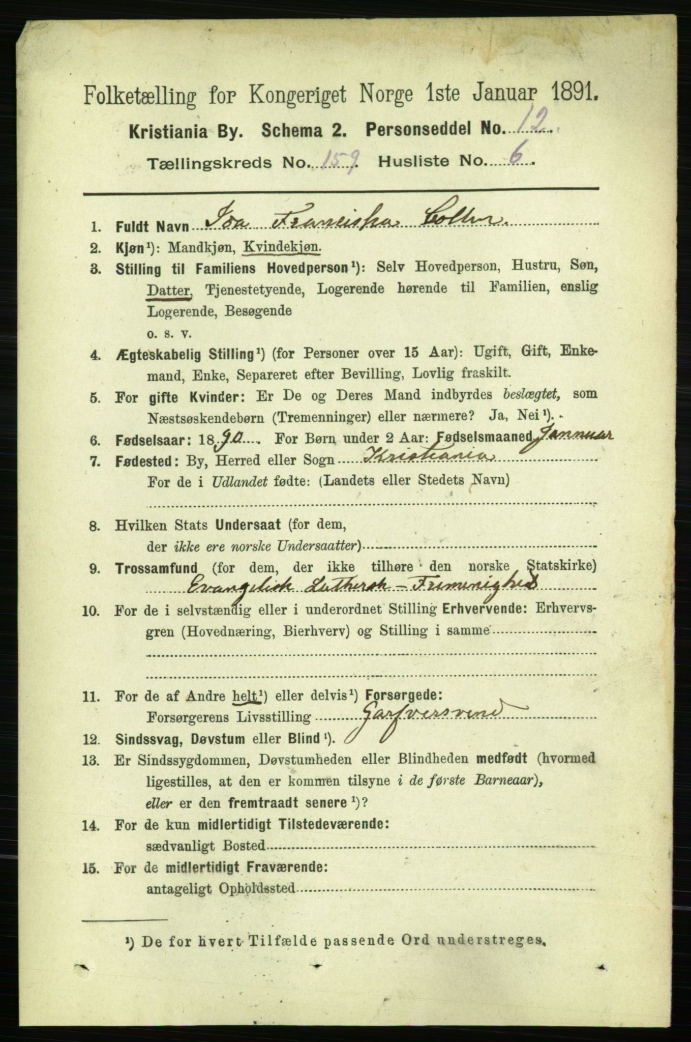 RA, 1891 census for 0301 Kristiania, 1891, p. 90193