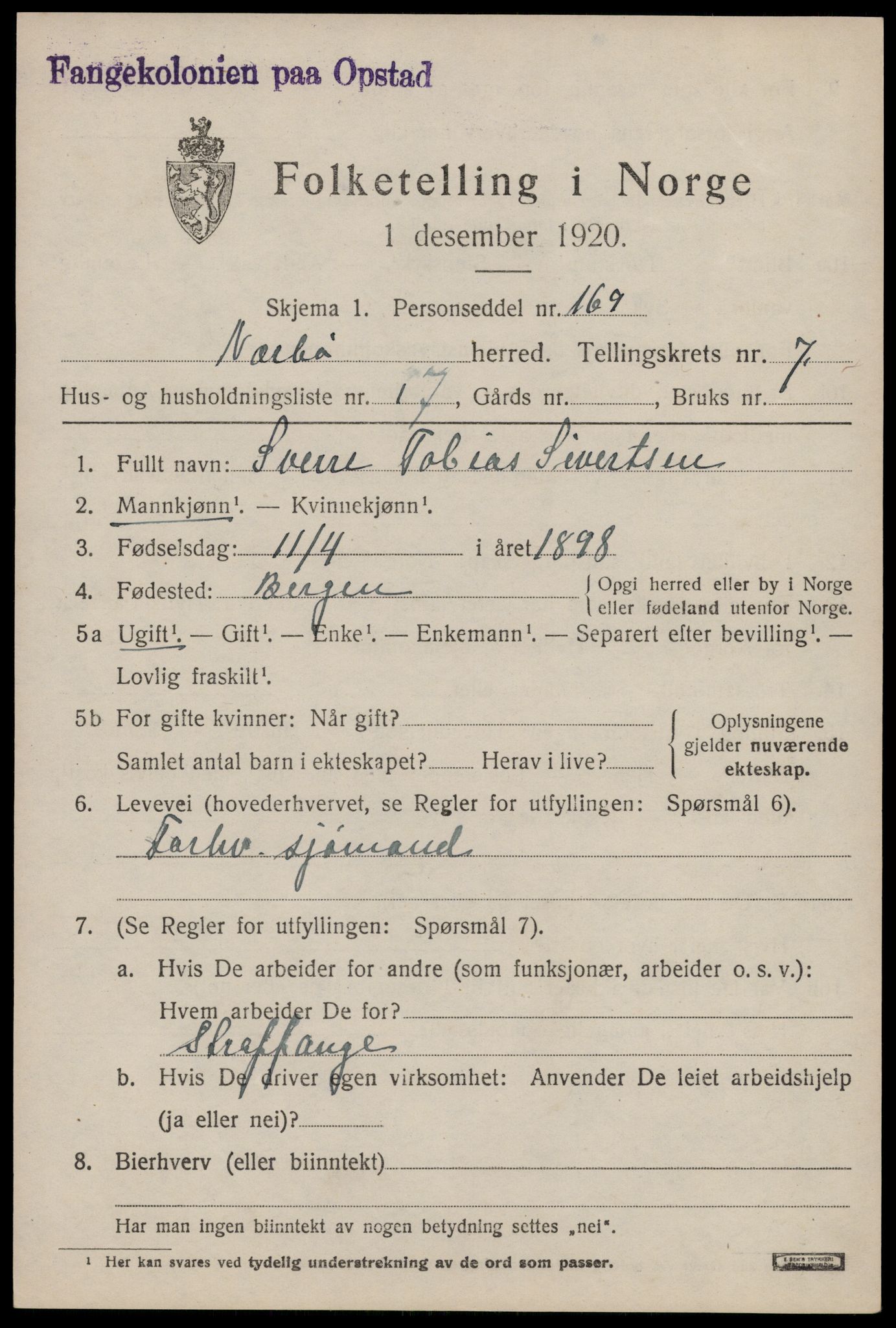 SAST, 1920 census for Nærbø, 1920, p. 5093