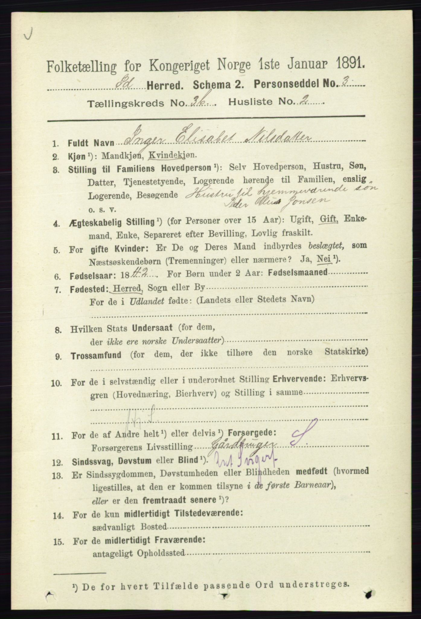 RA, 1891 census for 0117 Idd, 1891, p. 2662