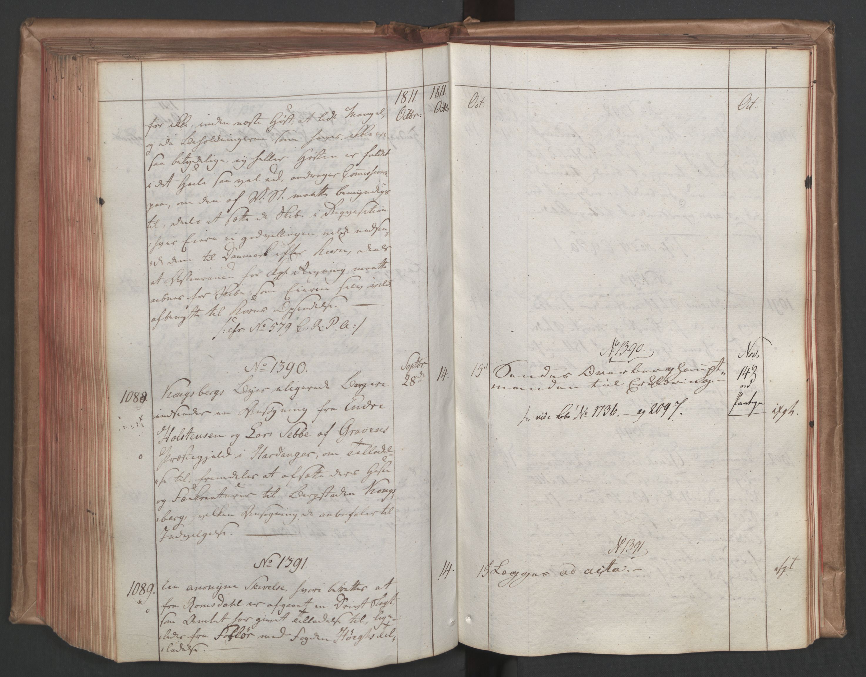 Stattholderembetet 1810-1814, 1. kontor (Kontor A), AV/RA-EA-2872/Ab/L0002: Referatprotokoll,  j.nr. 310-1243,  l.nr. 380-1588, 1811, p. 278