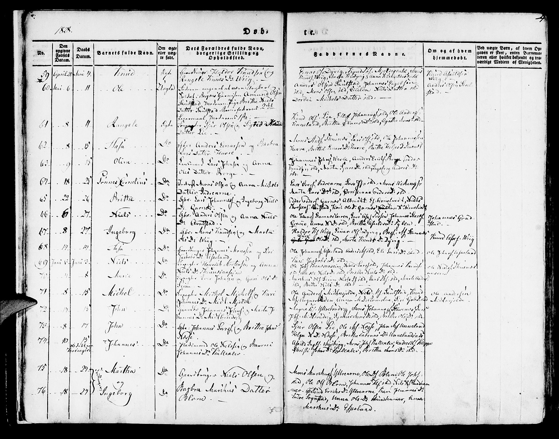 Haus sokneprestembete, SAB/A-75601/H/Haa: Parish register (official) no. A 14, 1827-1838, p. 4