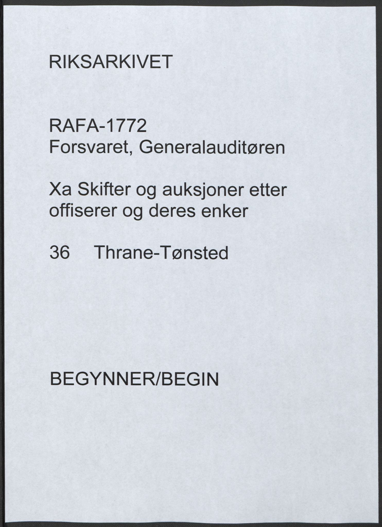 Forsvaret, Generalauditøren, AV/RA-RAFA-1772/F/Fj/Fja/L0036: --, 1731-1822, p. 1