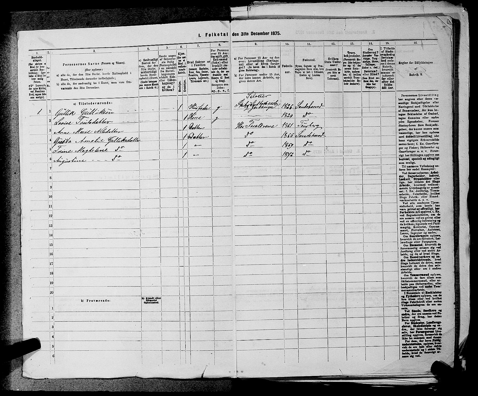 SAKO, 1875 census for 0724L Sandeherred/Sandeherred, 1875, p. 426