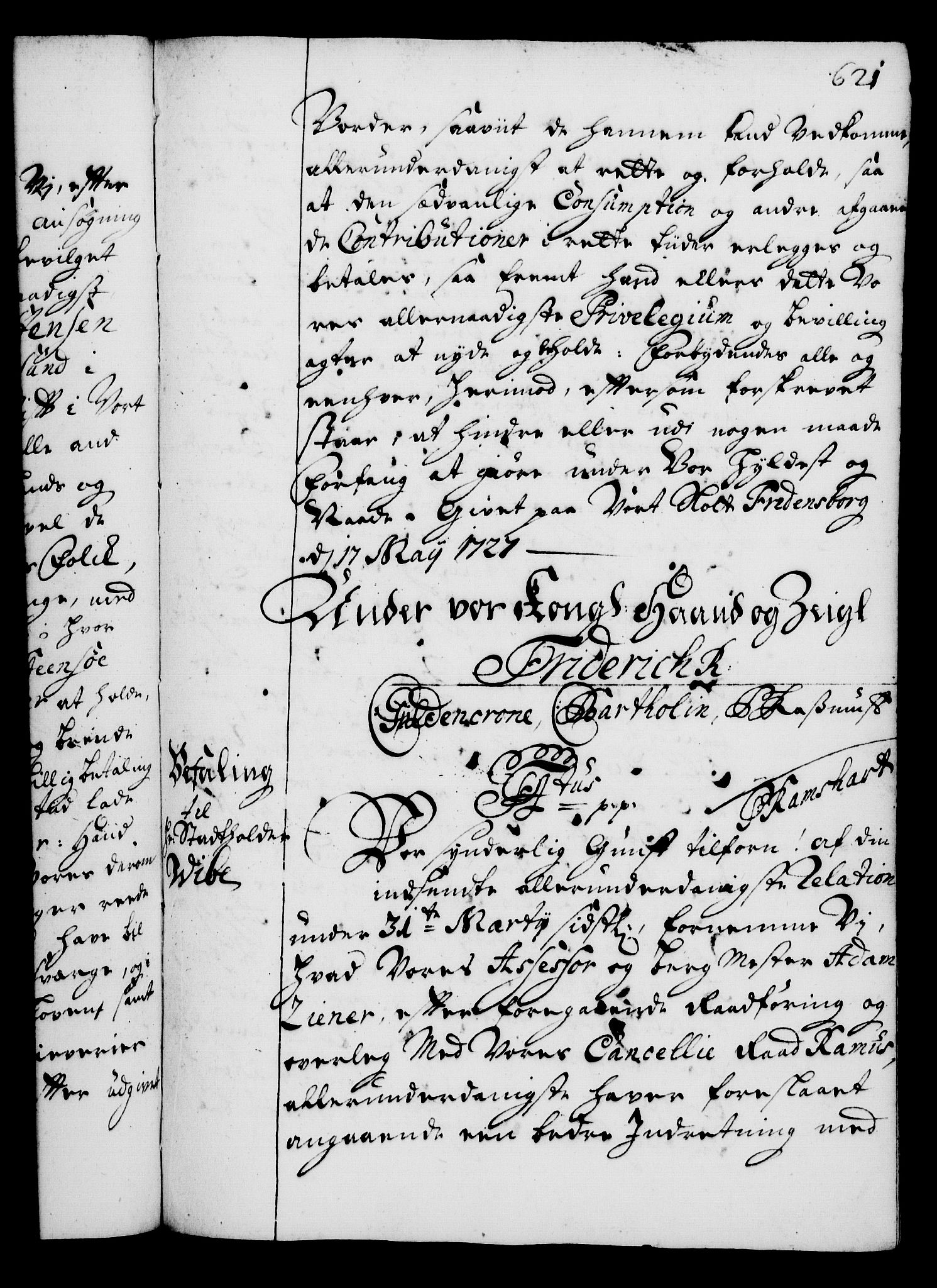 Rentekammeret, Kammerkanselliet, RA/EA-3111/G/Gg/Gga/L0002: Norsk ekspedisjonsprotokoll med register (merket RK 53.2), 1723-1727, p. 621