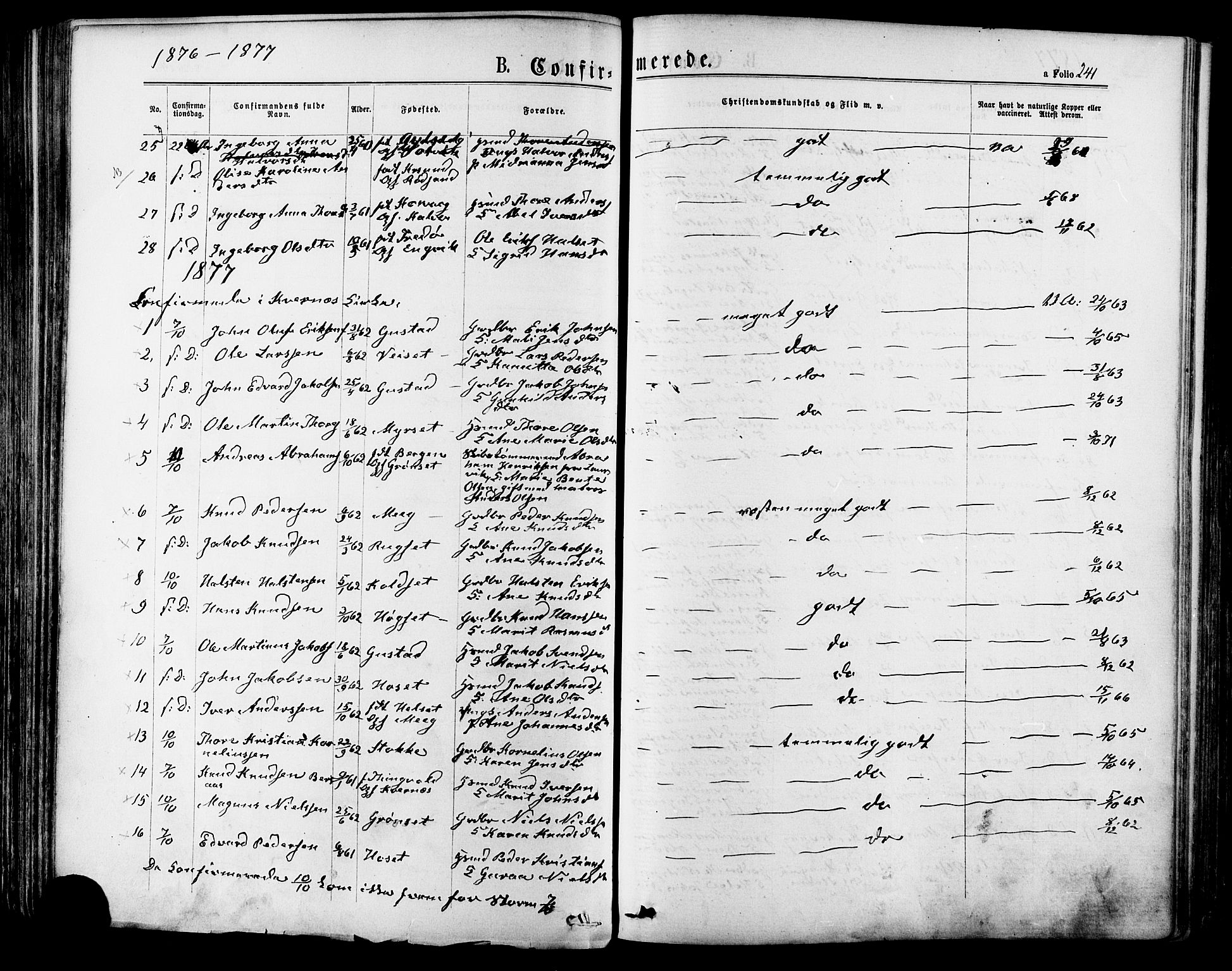 Ministerialprotokoller, klokkerbøker og fødselsregistre - Møre og Romsdal, SAT/A-1454/568/L0805: Parish register (official) no. 568A12 /1, 1869-1884, p. 241