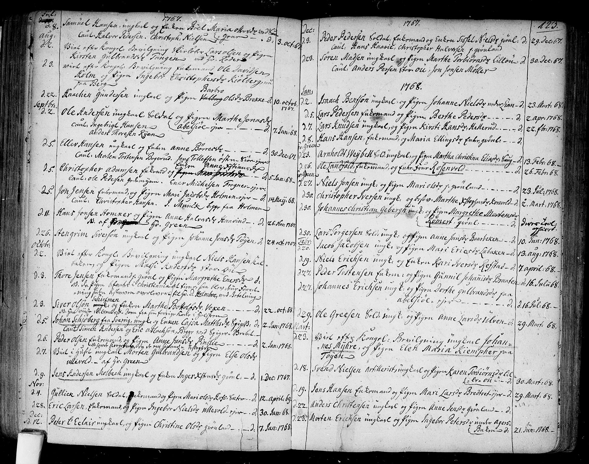 Aker prestekontor kirkebøker, SAO/A-10861/F/L0009: Parish register (official) no. 9, 1765-1785, p. 123
