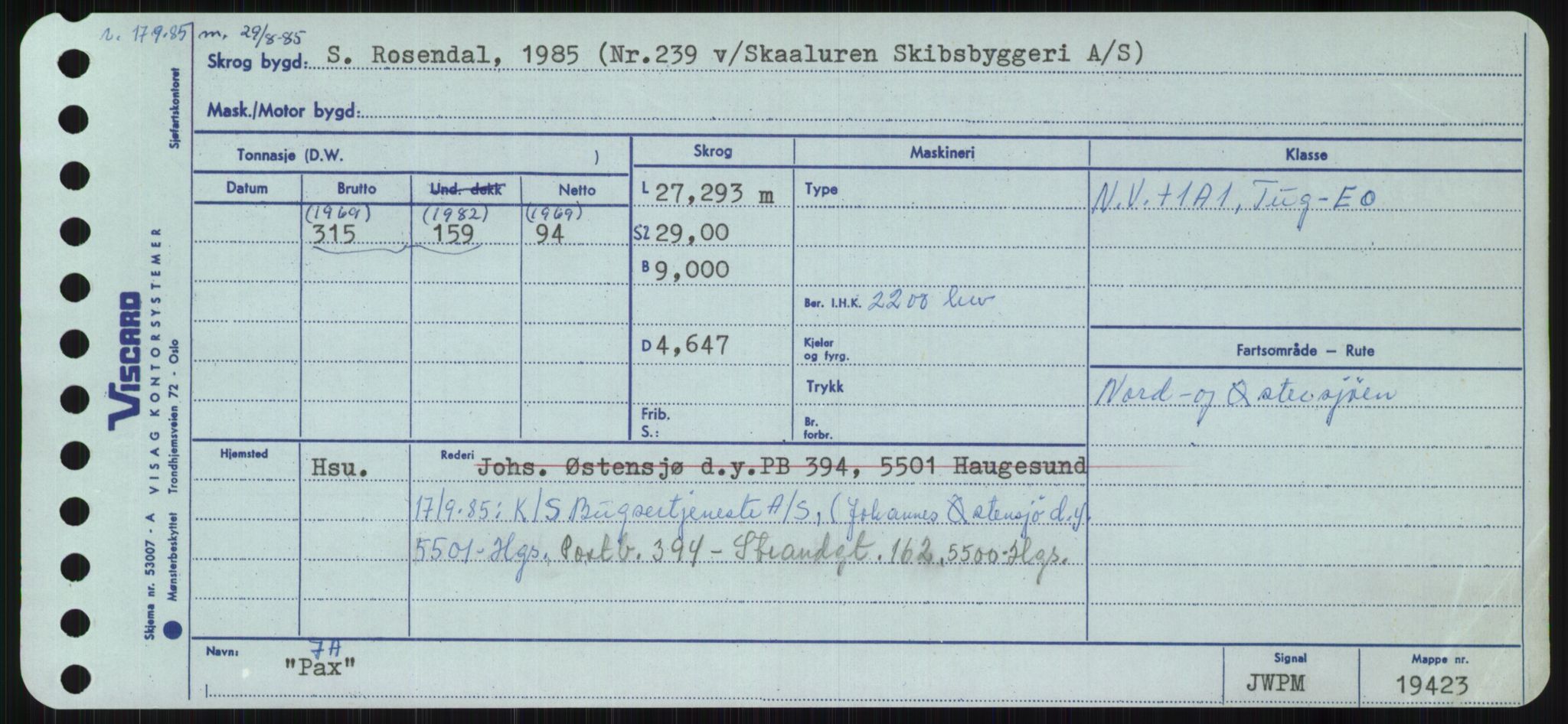 Sjøfartsdirektoratet med forløpere, Skipsmålingen, RA/S-1627/H/Ha/L0004/0002: Fartøy, Mas-R / Fartøy, Odin-R, p. 245