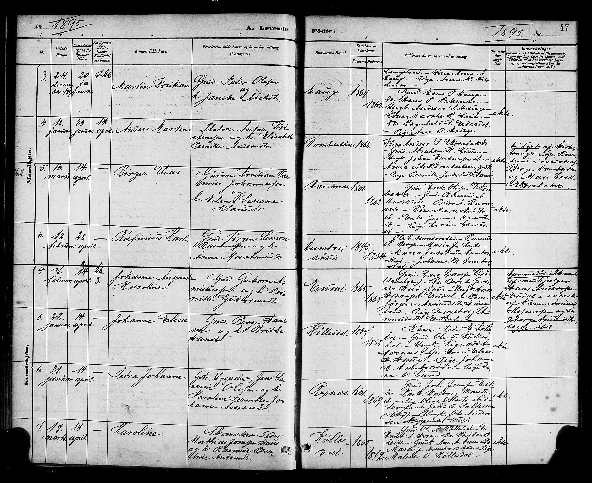 Davik sokneprestembete, AV/SAB-A-79701/H/Haa/Haab/L0001: Parish register (official) no. B 1, 1882-1900, p. 47