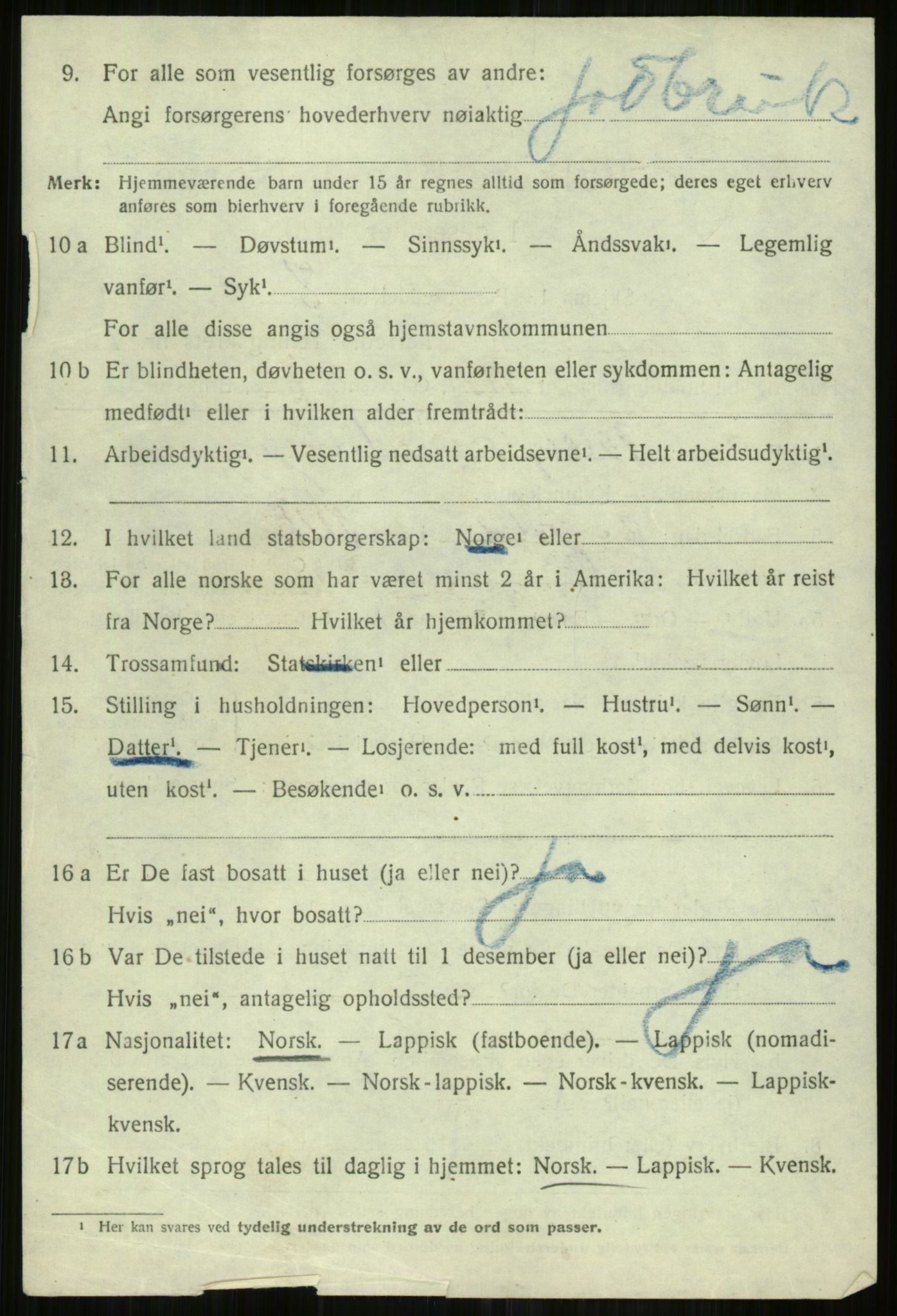 SATØ, 1920 census for Lyngen, 1920, p. 11488