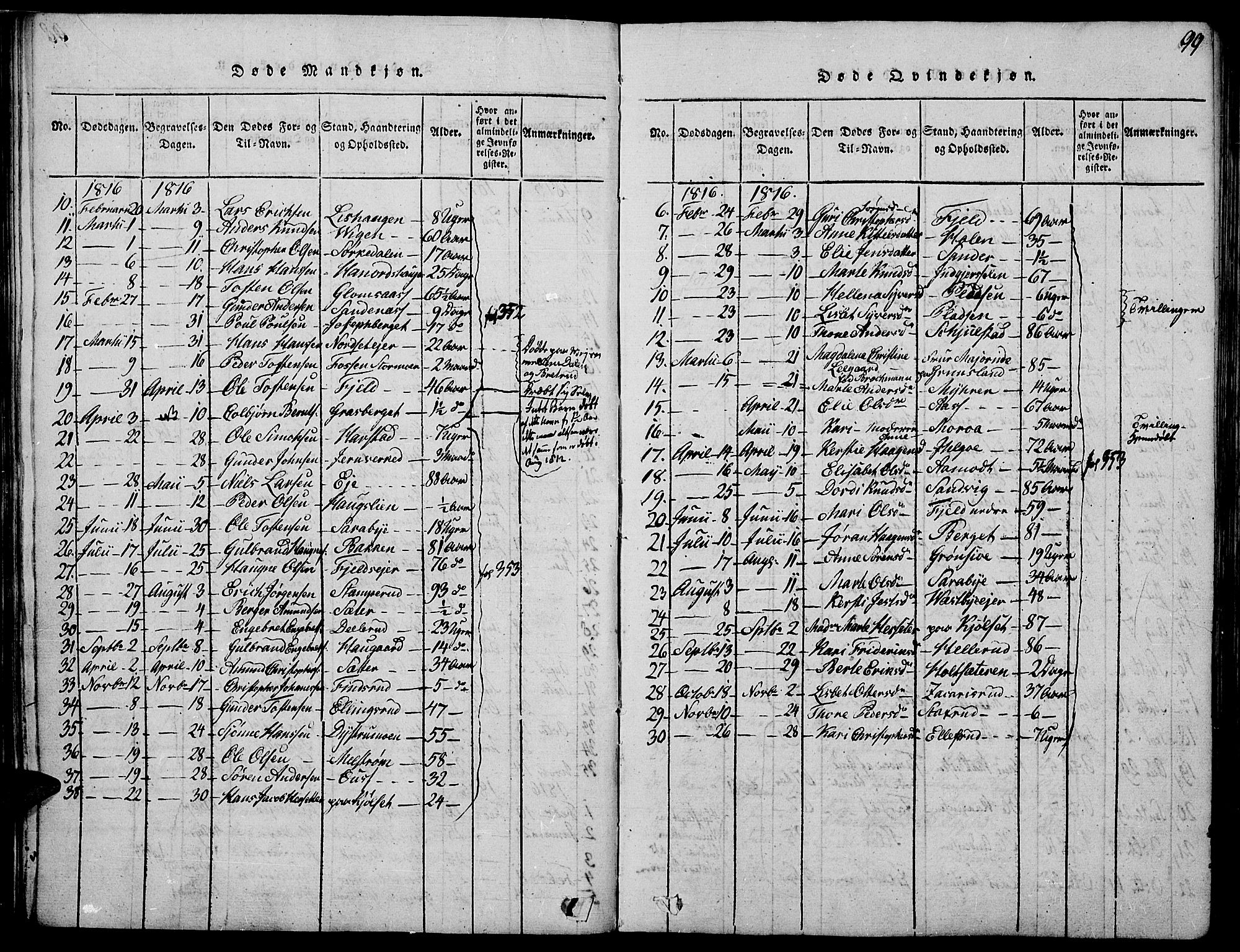 Strøm-Odalen prestekontor, AV/SAH-PREST-028/H/Ha/Haa/L0006: Parish register (official) no. 6, 1814-1850, p. 99