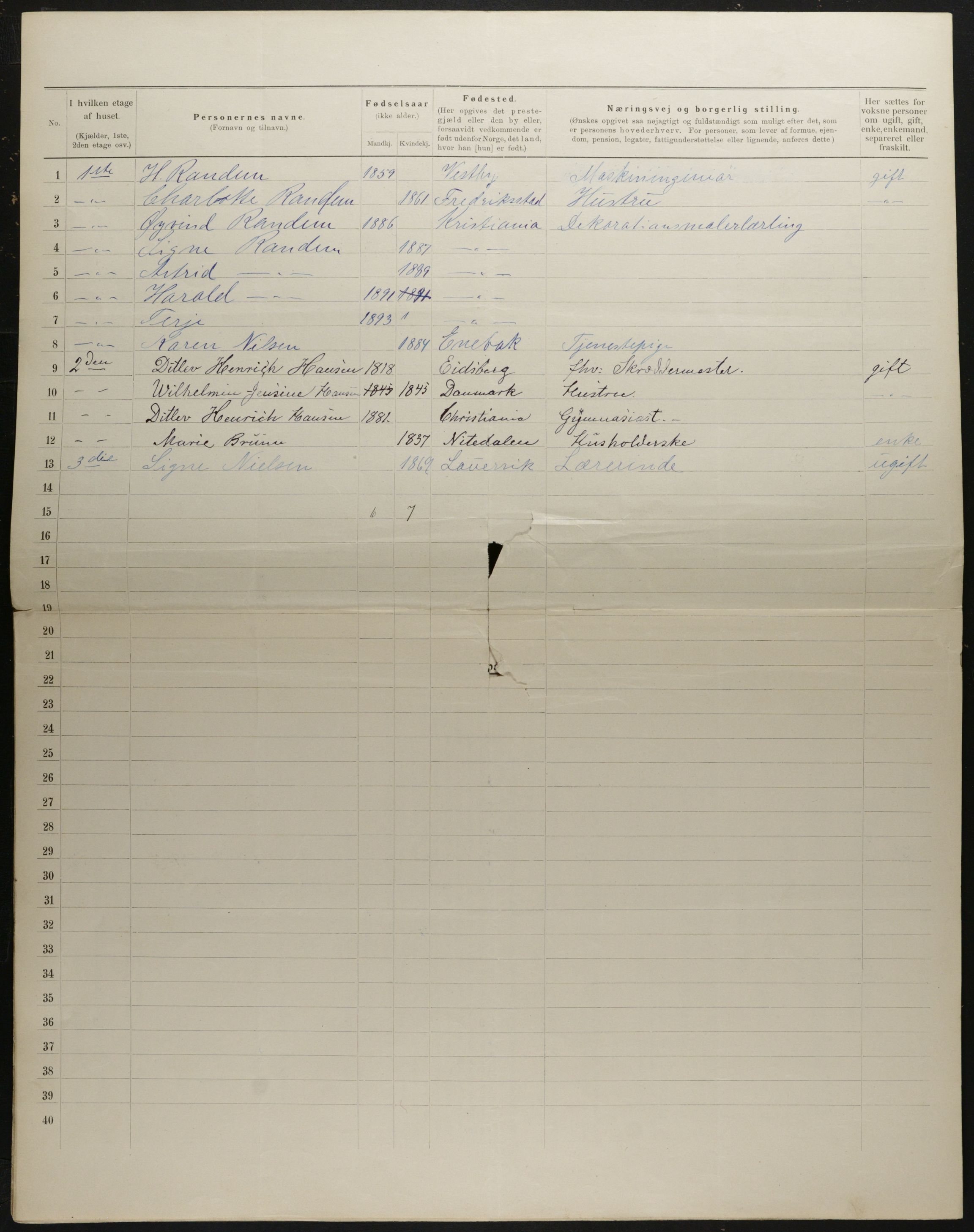 OBA, Municipal Census 1901 for Kristiania, 1901, p. 2137