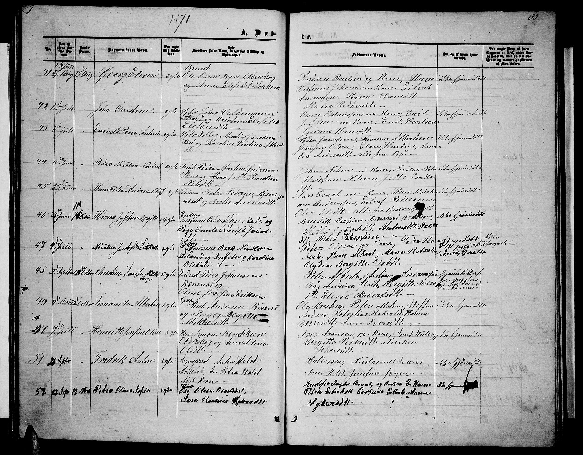 Ministerialprotokoller, klokkerbøker og fødselsregistre - Nordland, SAT/A-1459/895/L1381: Parish register (copy) no. 895C03, 1864-1885, p. 33