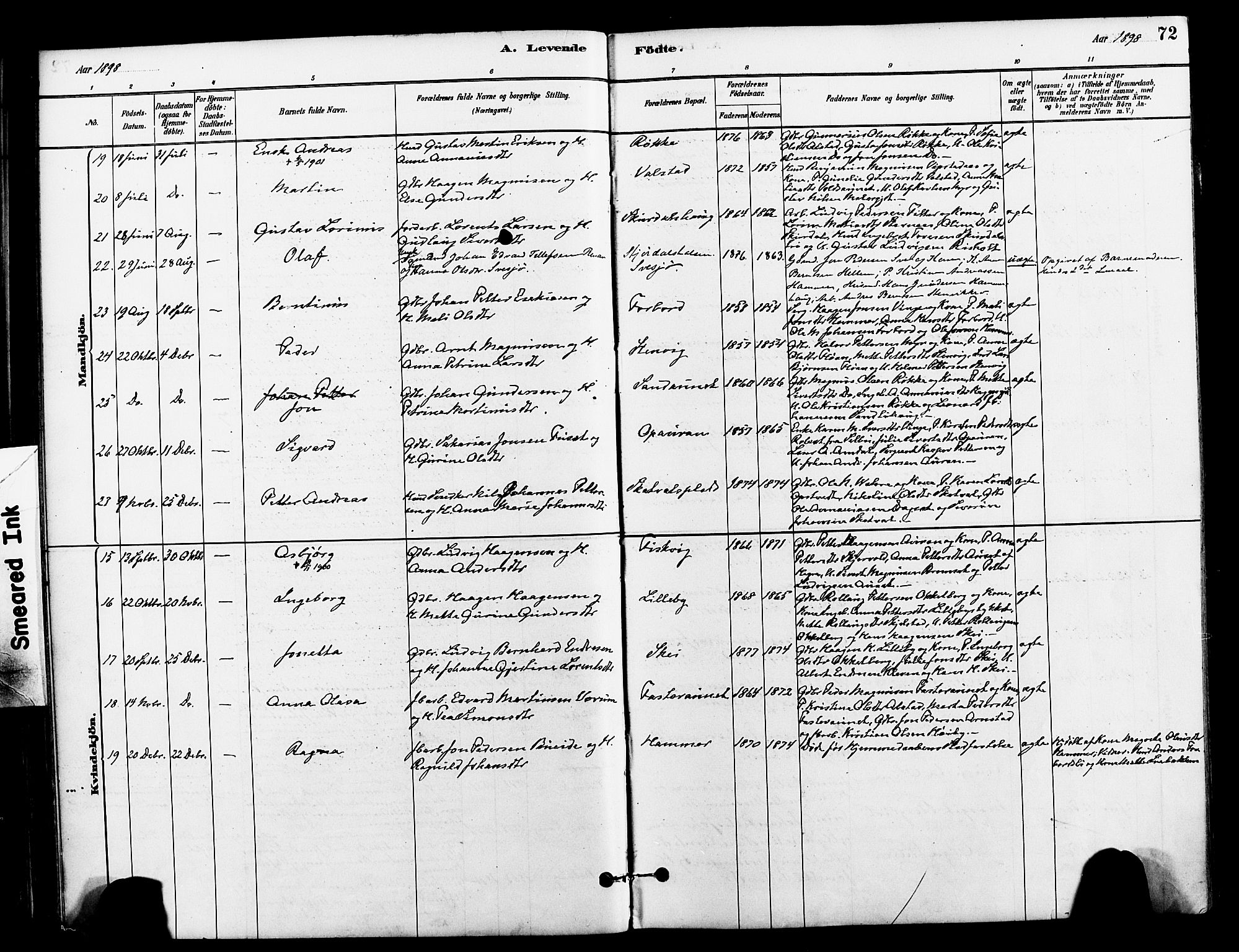 Ministerialprotokoller, klokkerbøker og fødselsregistre - Nord-Trøndelag, AV/SAT-A-1458/712/L0100: Parish register (official) no. 712A01, 1880-1900, p. 72