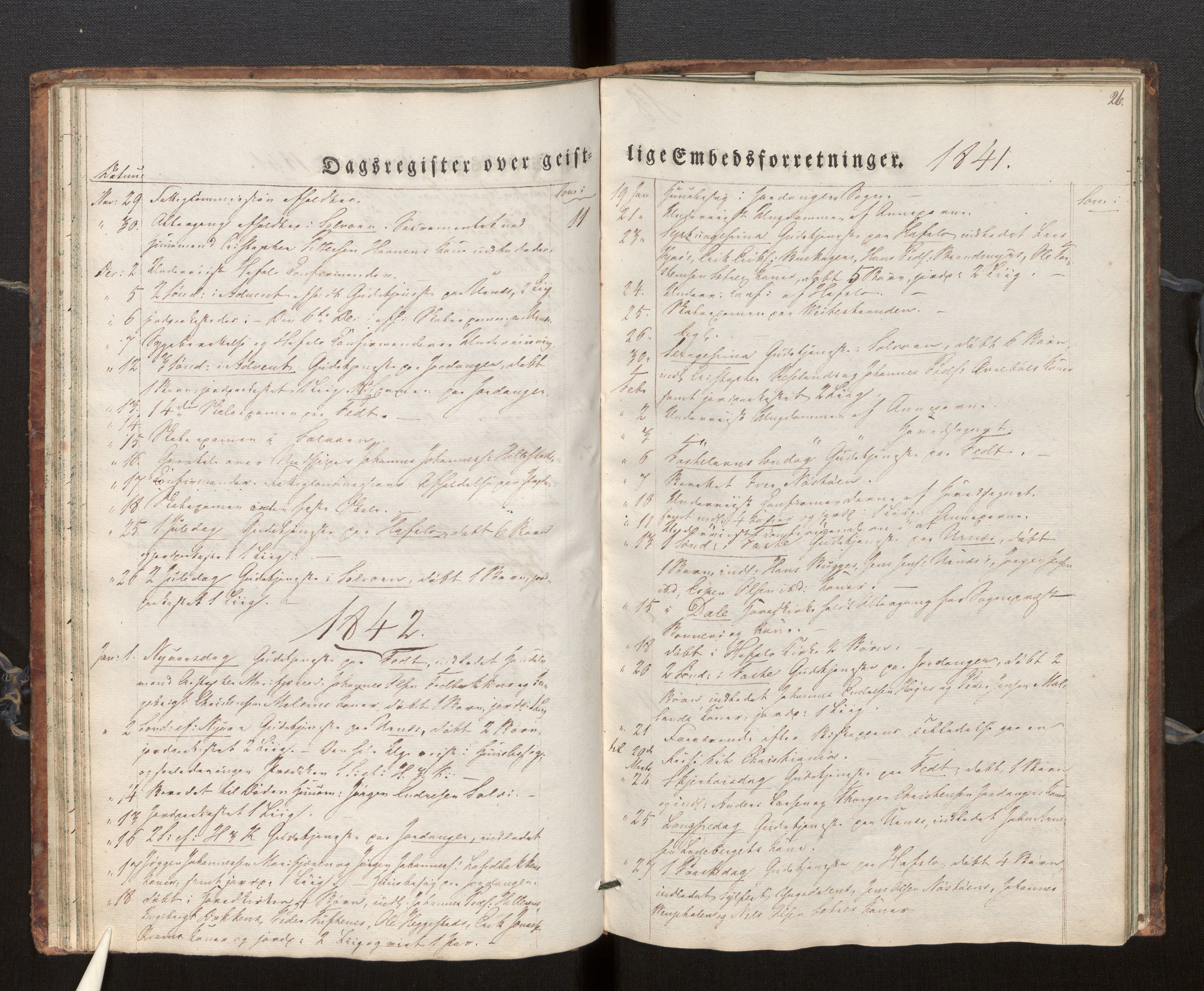 Hafslo sokneprestembete, SAB/A-80301/H/Haa/Haaf/L0001: Diary records no. F 1, 1834-1854, p. 26
