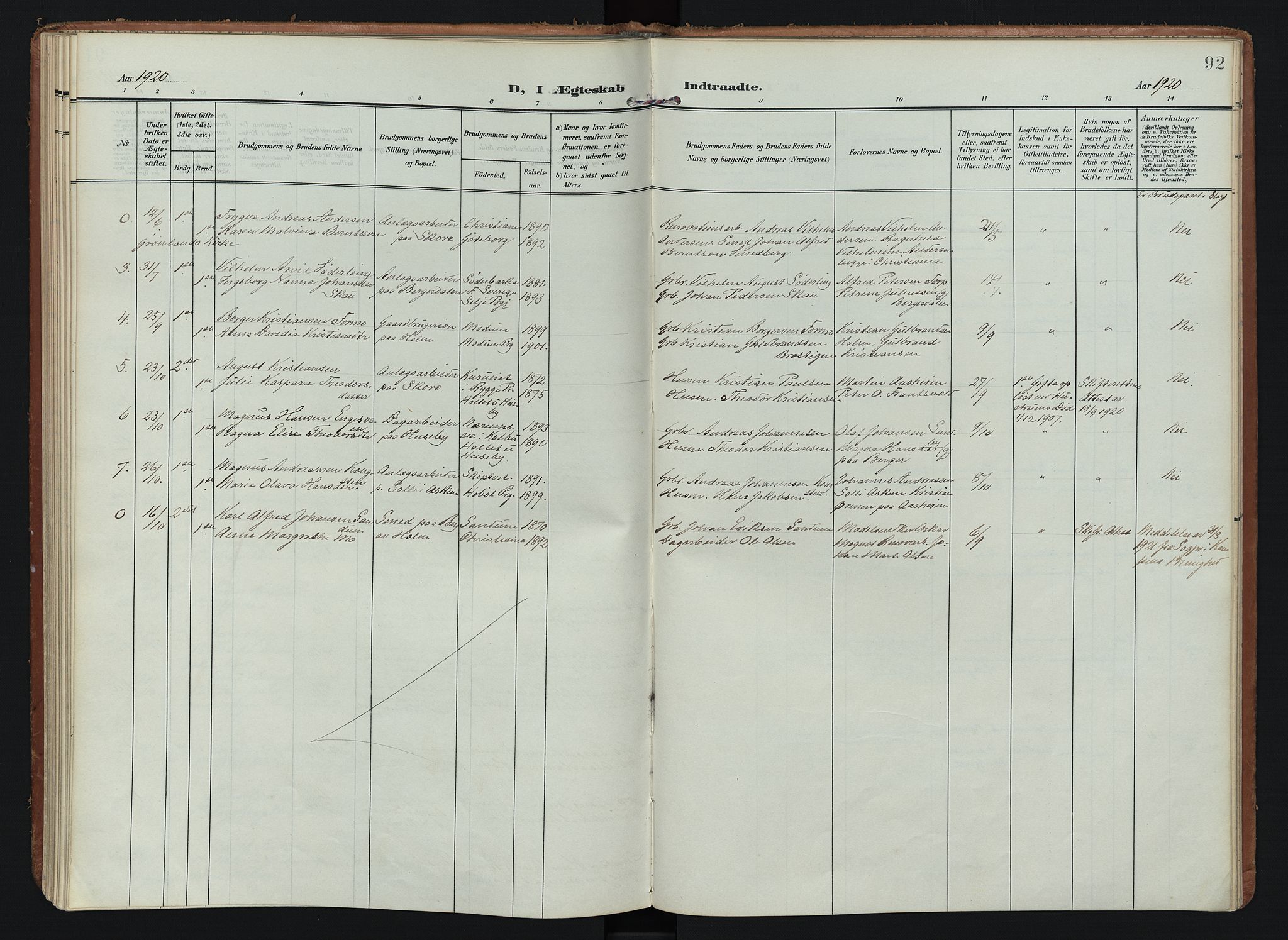 Spydeberg prestekontor Kirkebøker, SAO/A-10924/F/Fb/L0002: Parish register (official) no. II 2, 1908-1926, p. 92