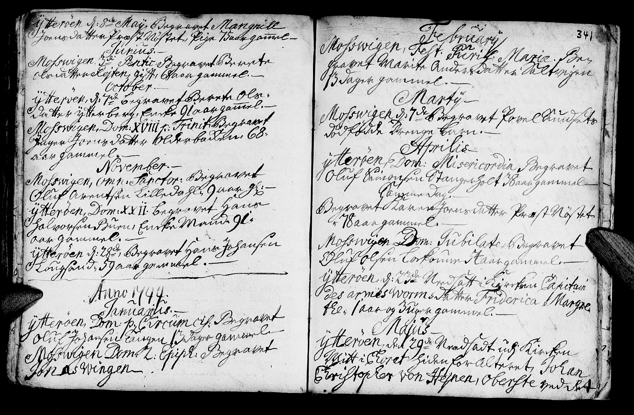 Ministerialprotokoller, klokkerbøker og fødselsregistre - Nord-Trøndelag, SAT/A-1458/722/L0215: Parish register (official) no. 722A02, 1718-1755, p. 341