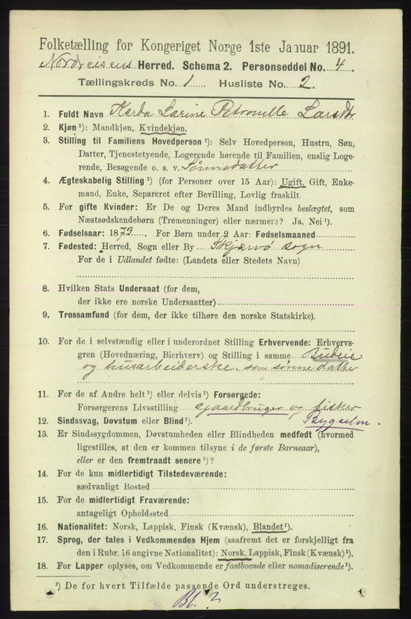 RA, 1891 census for 1942 Nordreisa, 1891, p. 114