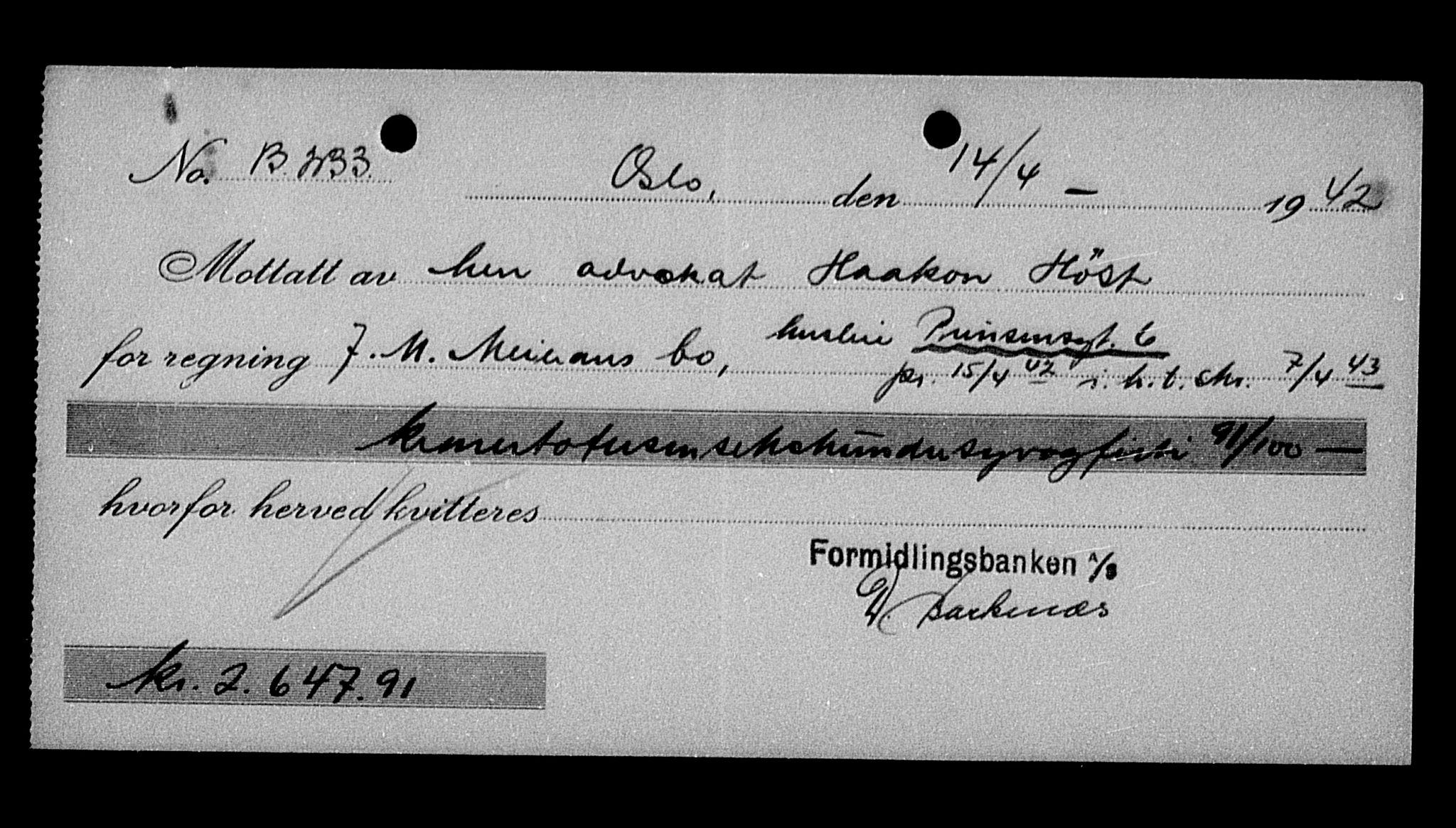 Justisdepartementet, Tilbakeføringskontoret for inndratte formuer, AV/RA-S-1564/H/Hc/Hcc/L0963: --, 1945-1947, p. 284