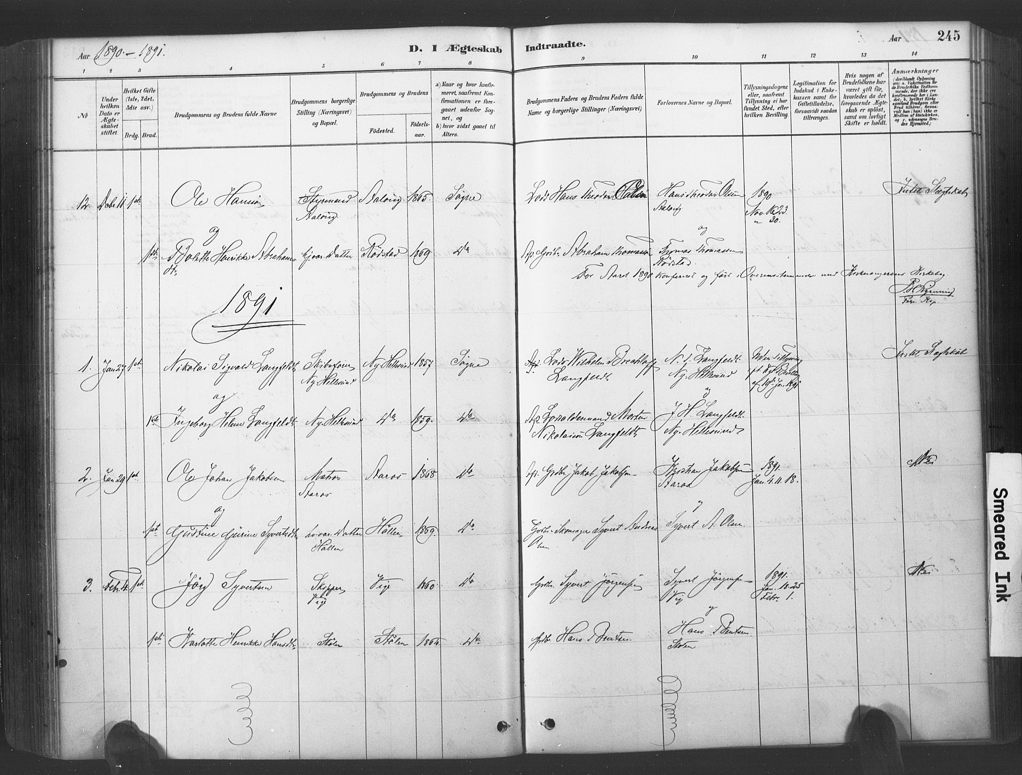 Søgne sokneprestkontor, SAK/1111-0037/F/Fa/Fab/L0012: Parish register (official) no. A 12, 1880-1891, p. 245