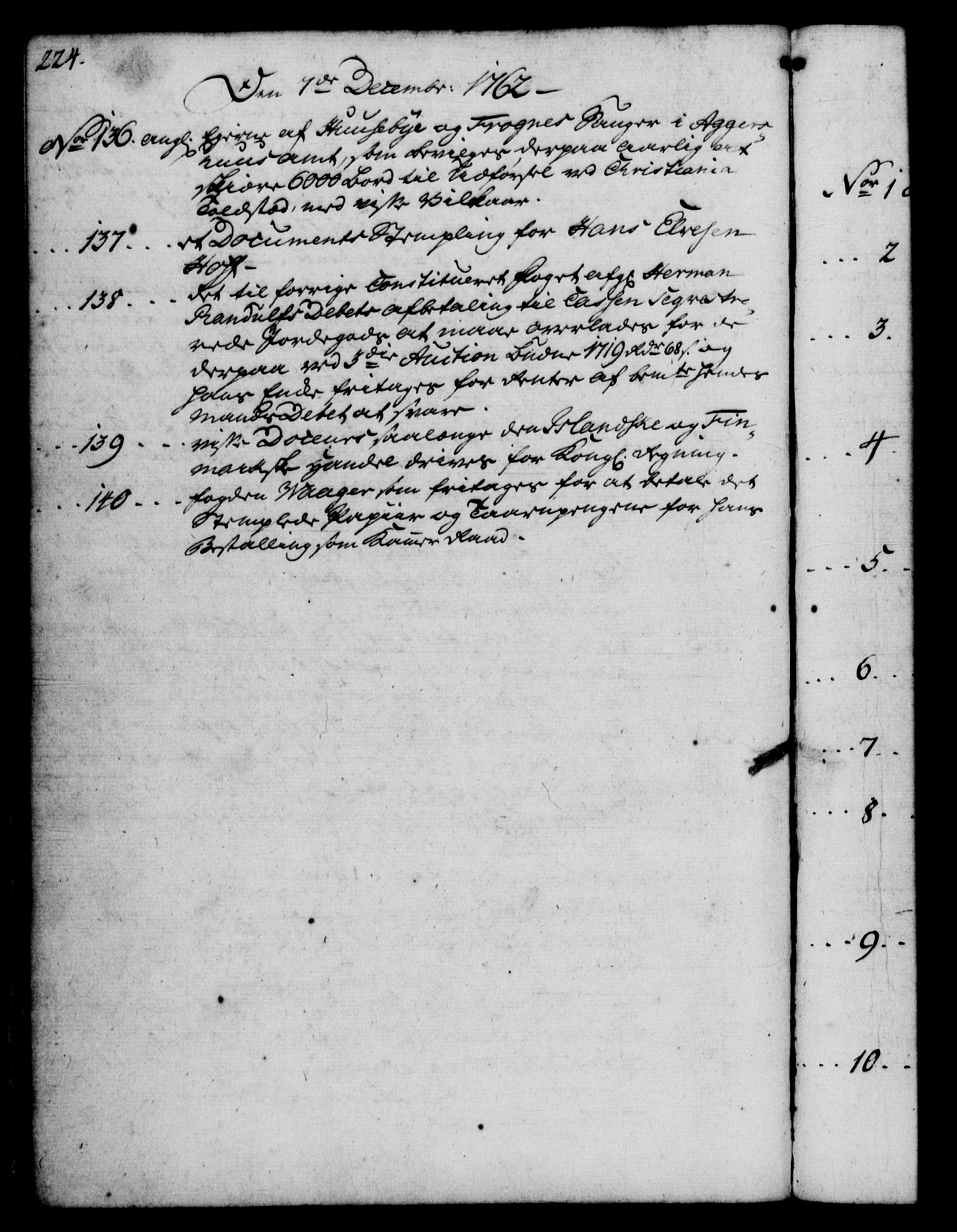 Rentekammeret, Kammerkanselliet, RA/EA-3111/G/Gf/Gfb/L0006: Register til norske relasjons- og resolusjonsprotokoller (merket RK 52.101), 1755-1765, p. 224