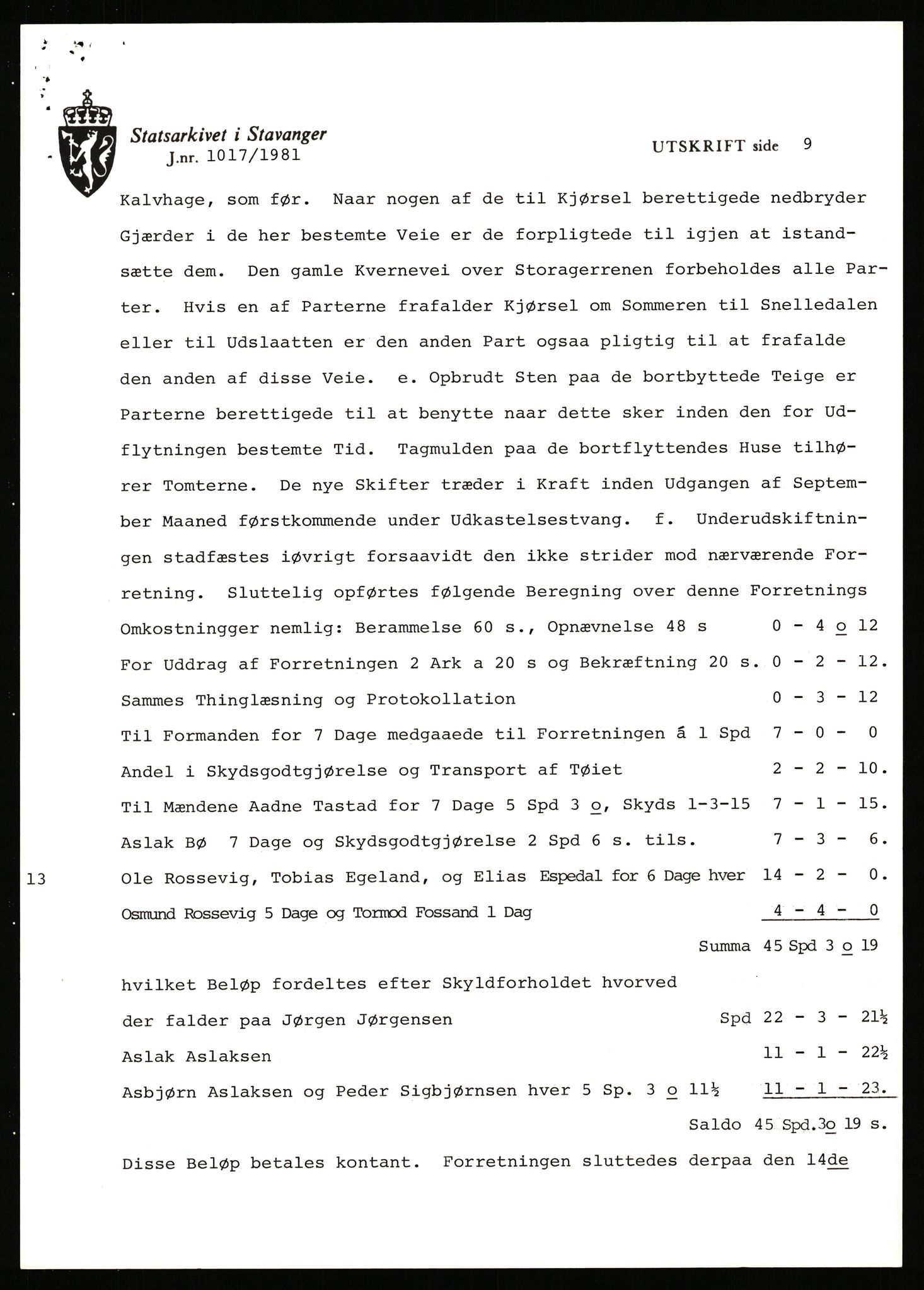 Statsarkivet i Stavanger, SAST/A-101971/03/Y/Yj/L0012: Avskrifter sortert etter gårdsnavn: Bru - Bækkeheien, 1750-1930, p. 423