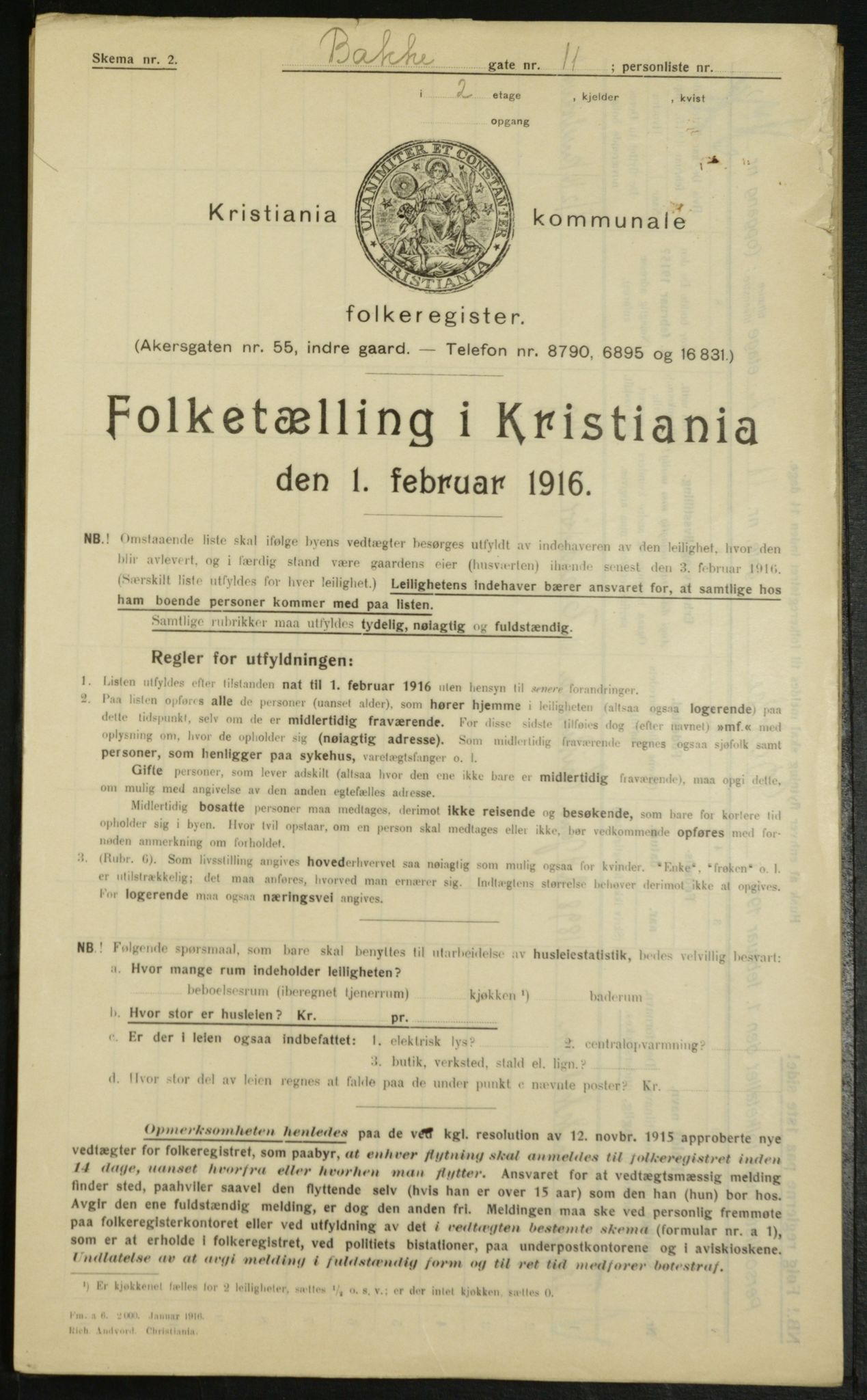 OBA, Municipal Census 1916 for Kristiania, 1916, p. 2839