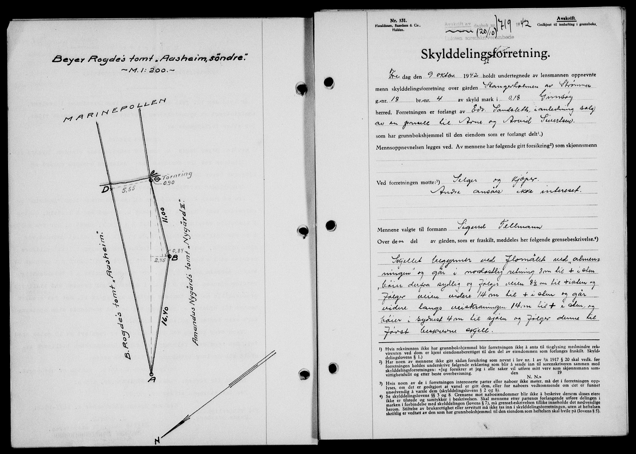 Lofoten sorenskriveri, SAT/A-0017/1/2/2C/L0010a: Mortgage book no. 10a, 1942-1943, Diary no: : 1719/1942
