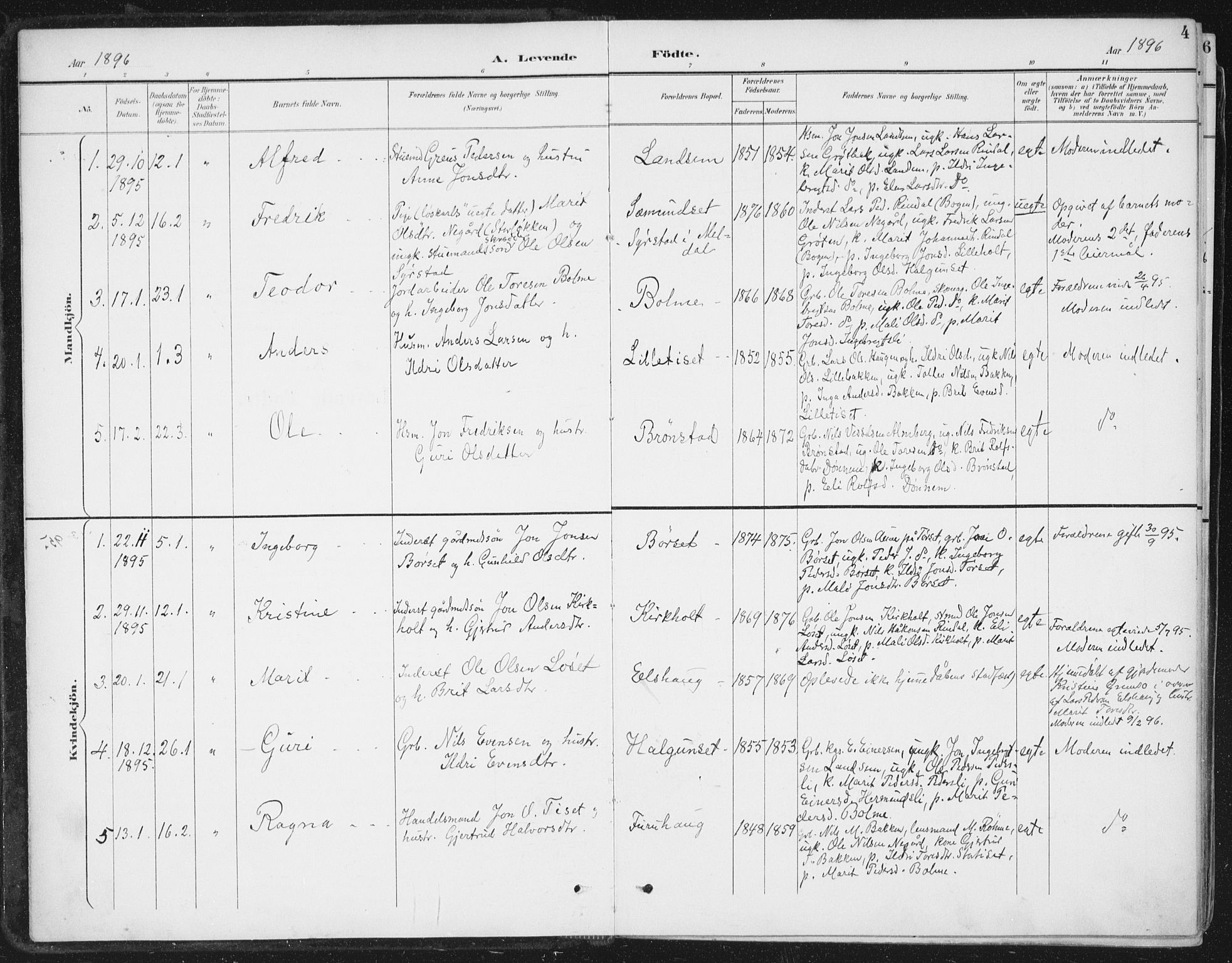 Ministerialprotokoller, klokkerbøker og fødselsregistre - Møre og Romsdal, SAT/A-1454/598/L1072: Parish register (official) no. 598A06, 1896-1910, p. 4