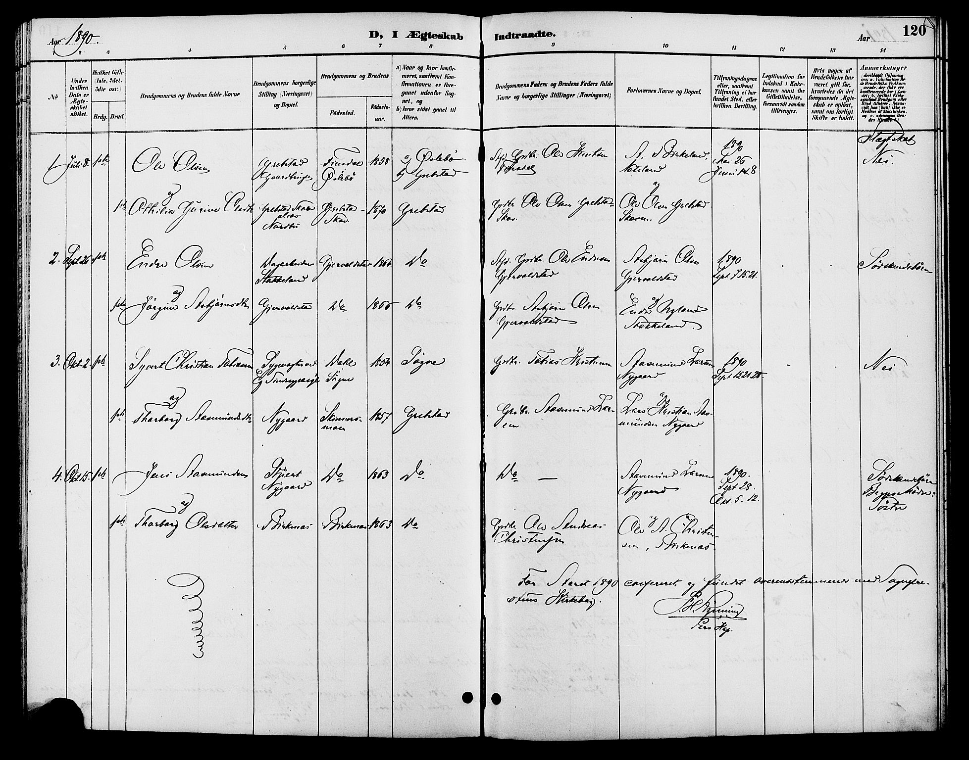 Søgne sokneprestkontor, AV/SAK-1111-0037/F/Fb/Fba/L0004: Parish register (copy) no. B 4, 1888-1903, p. 120