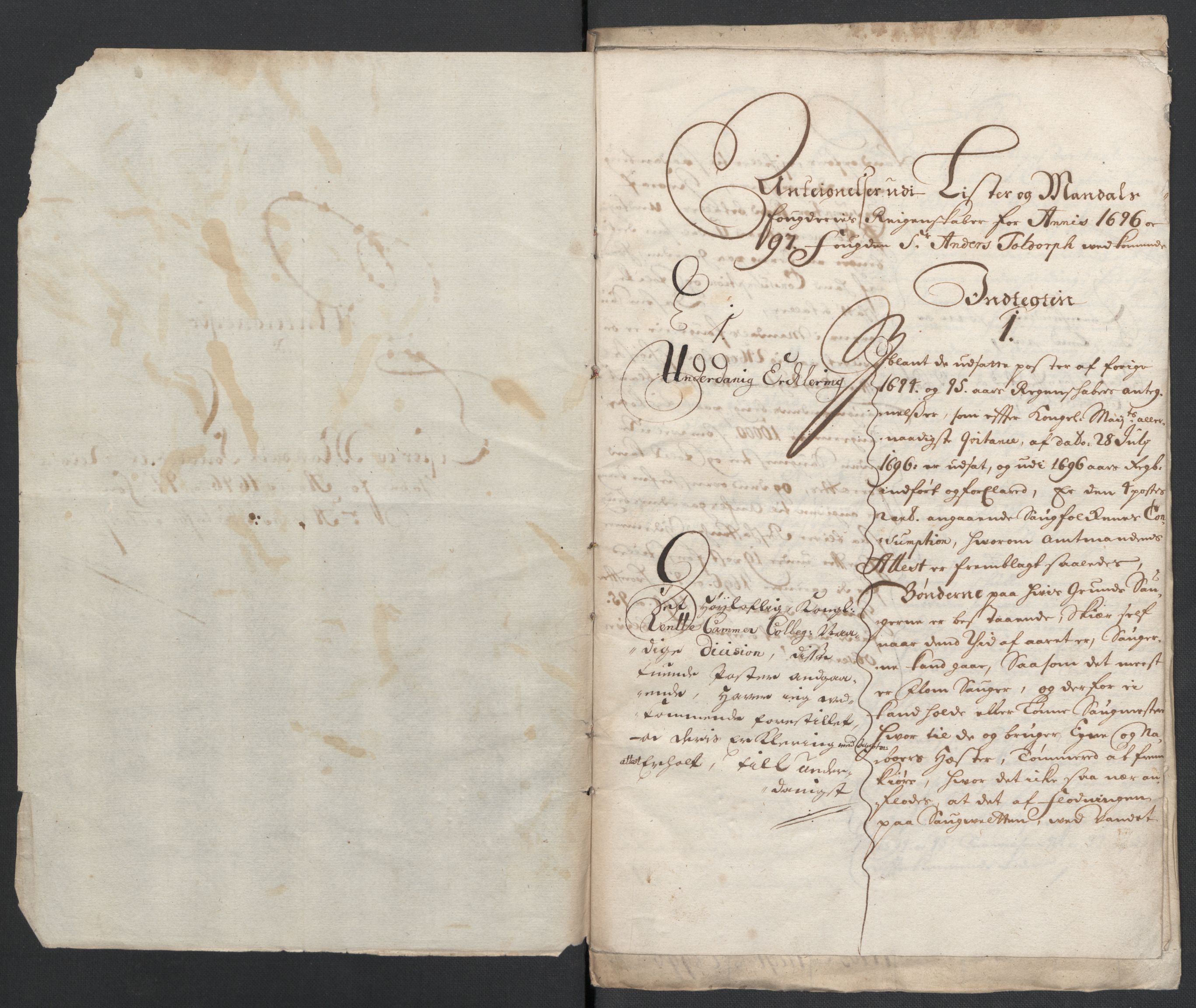 Rentekammeret inntil 1814, Reviderte regnskaper, Fogderegnskap, RA/EA-4092/R43/L2546: Fogderegnskap Lista og Mandal, 1696-1697, p. 291