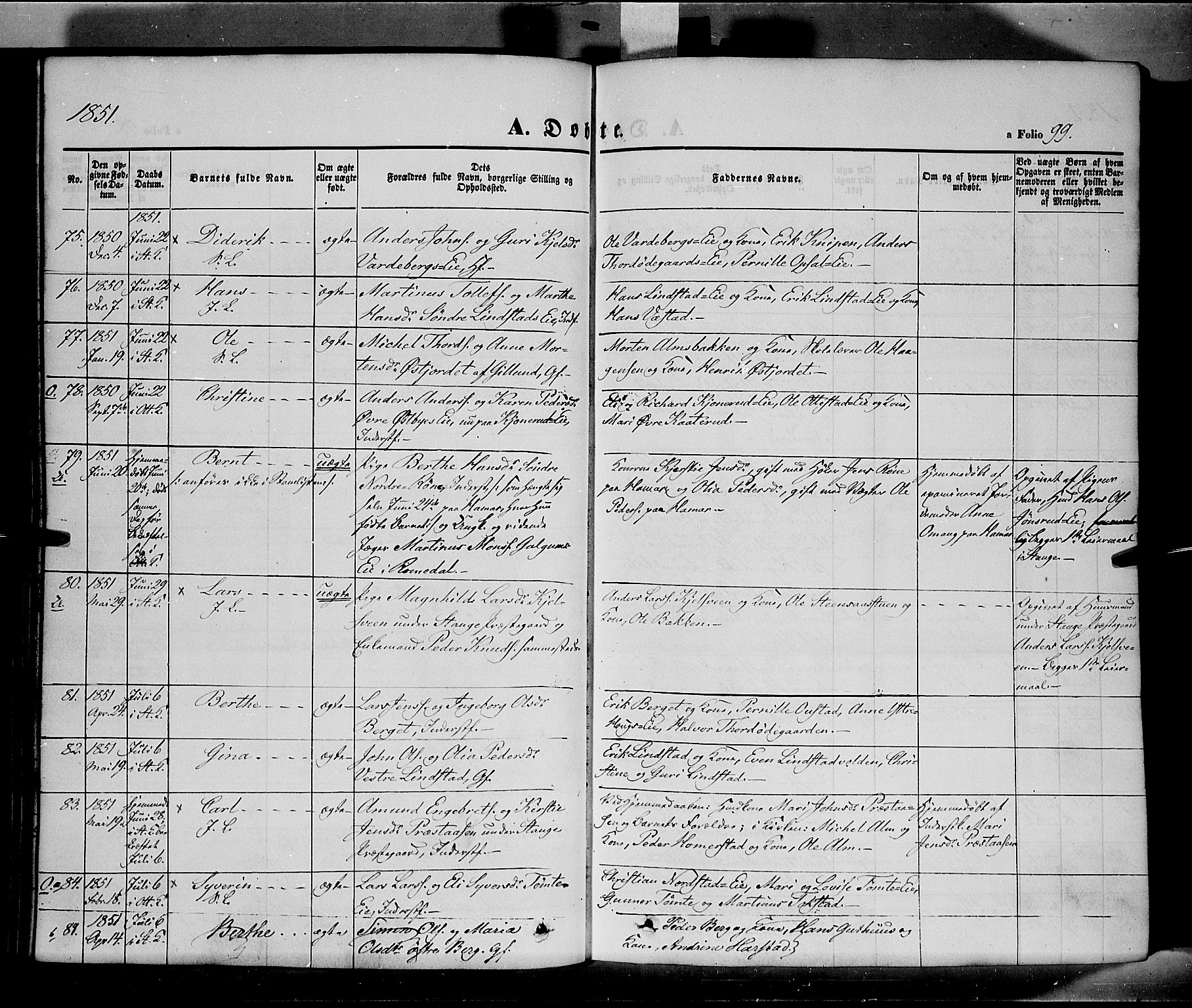 Stange prestekontor, AV/SAH-PREST-002/K/L0011: Parish register (official) no. 11, 1846-1852, p. 99