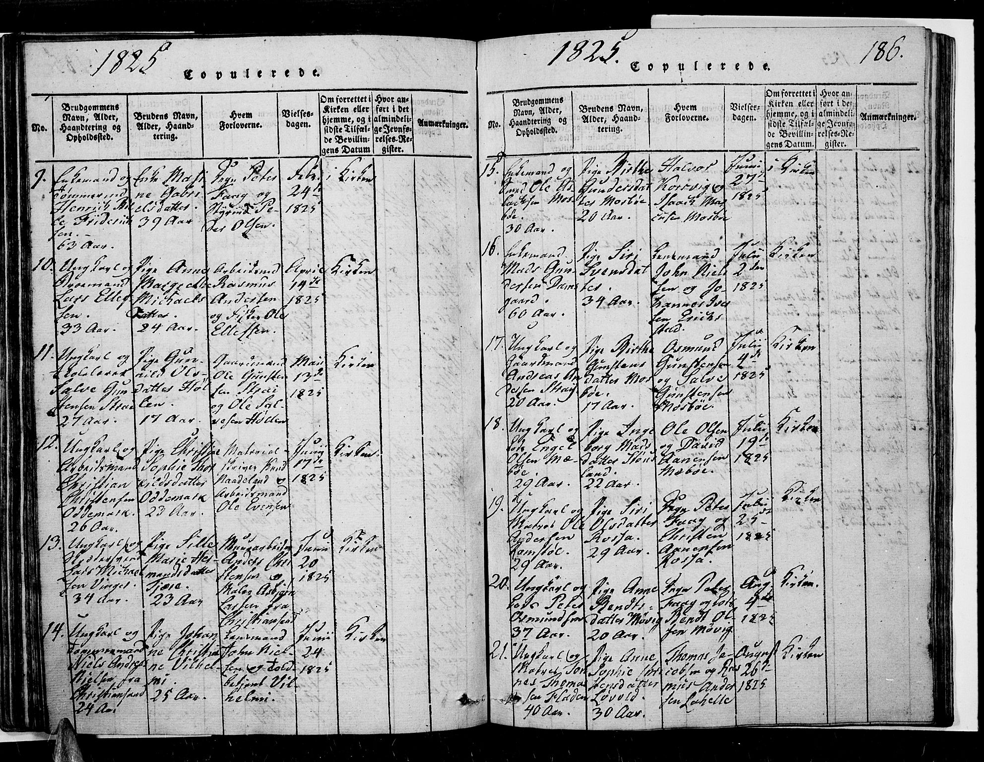 Oddernes sokneprestkontor, SAK/1111-0033/F/Fb/Fba/L0003: Parish register (copy) no. B 3, 1820-1838, p. 186