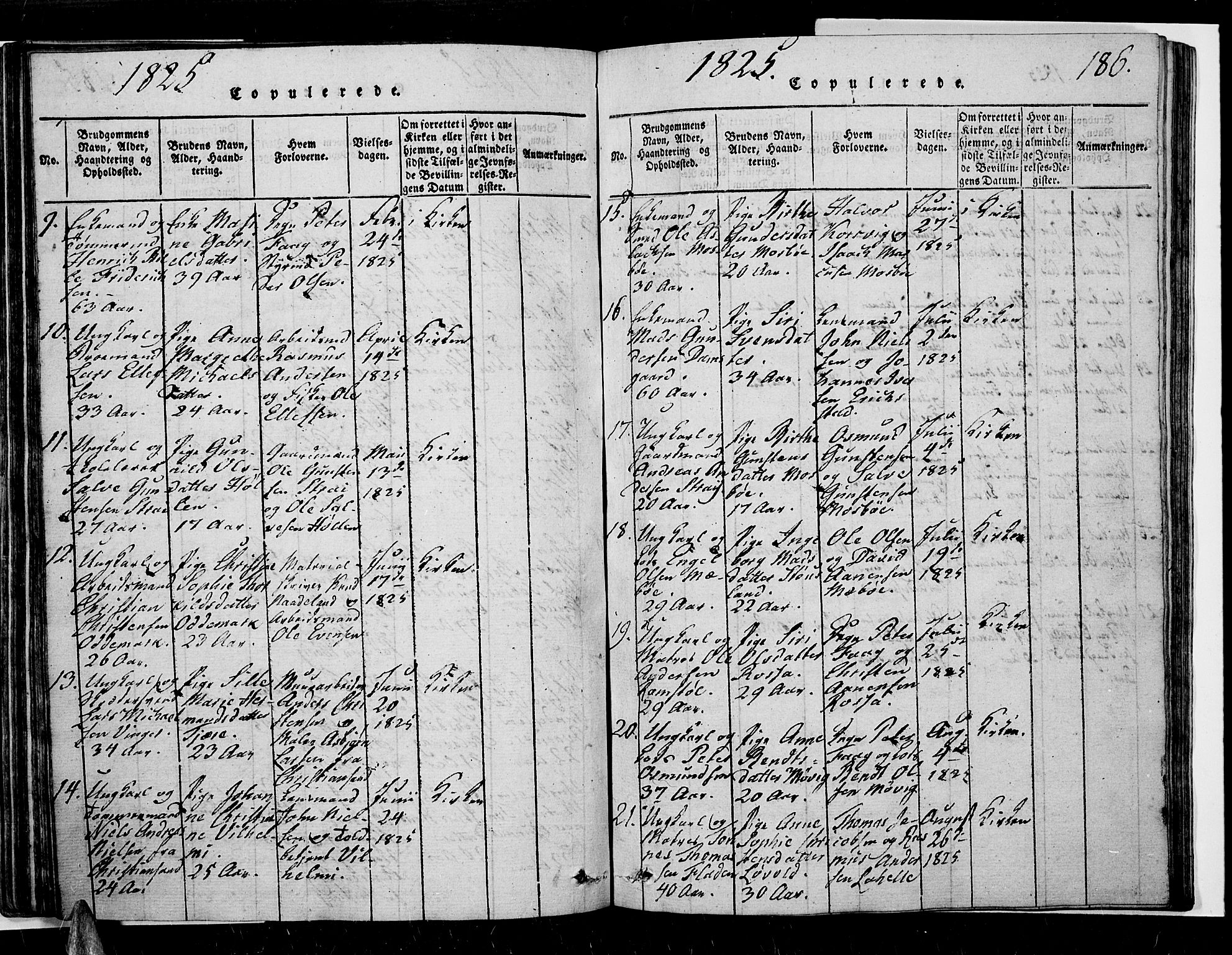 Oddernes sokneprestkontor, AV/SAK-1111-0033/F/Fb/Fba/L0003: Parish register (copy) no. B 3, 1820-1838, p. 186