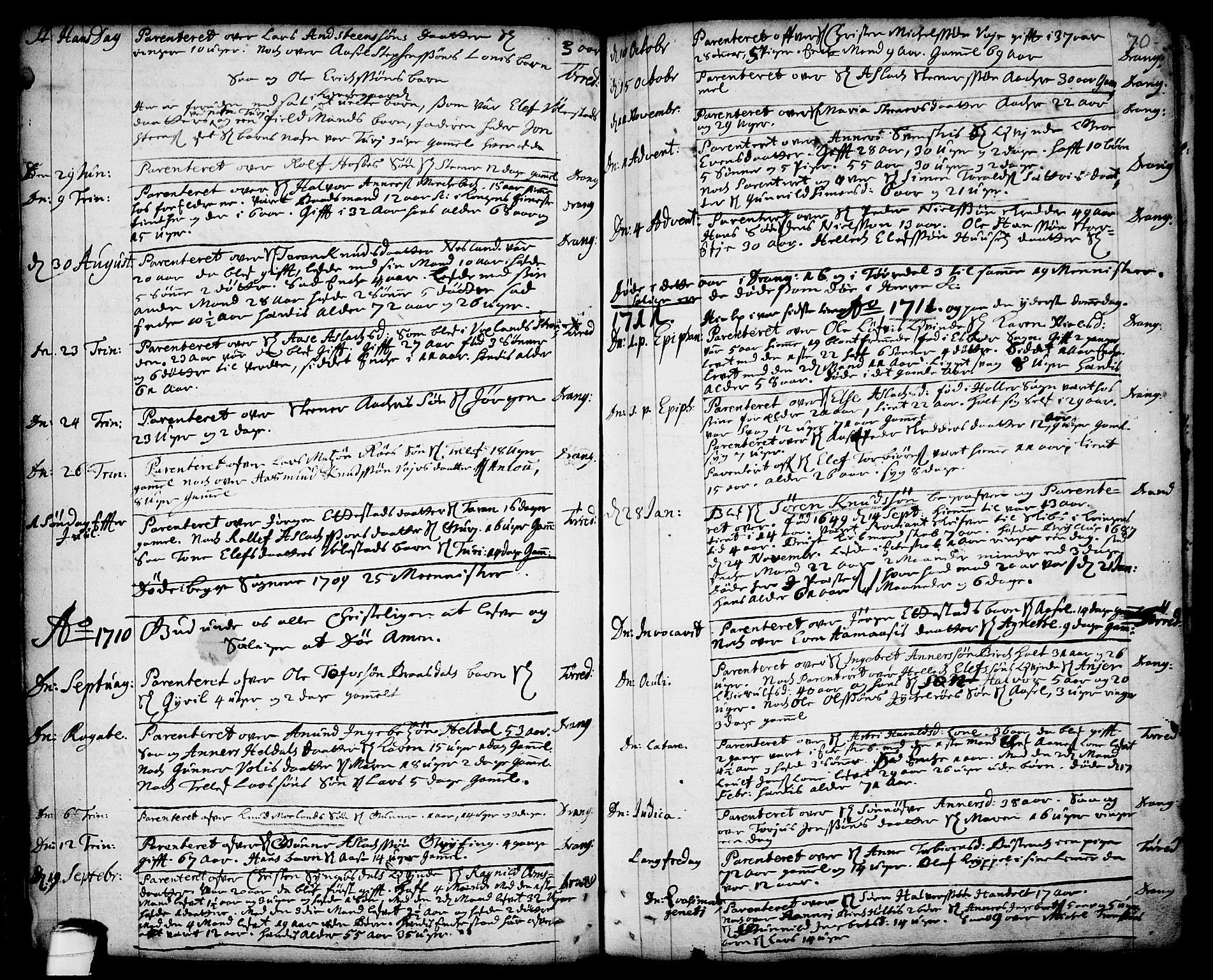 Drangedal kirkebøker, SAKO/A-258/F/Fa/L0001: Parish register (official) no. 1, 1697-1767, p. 70