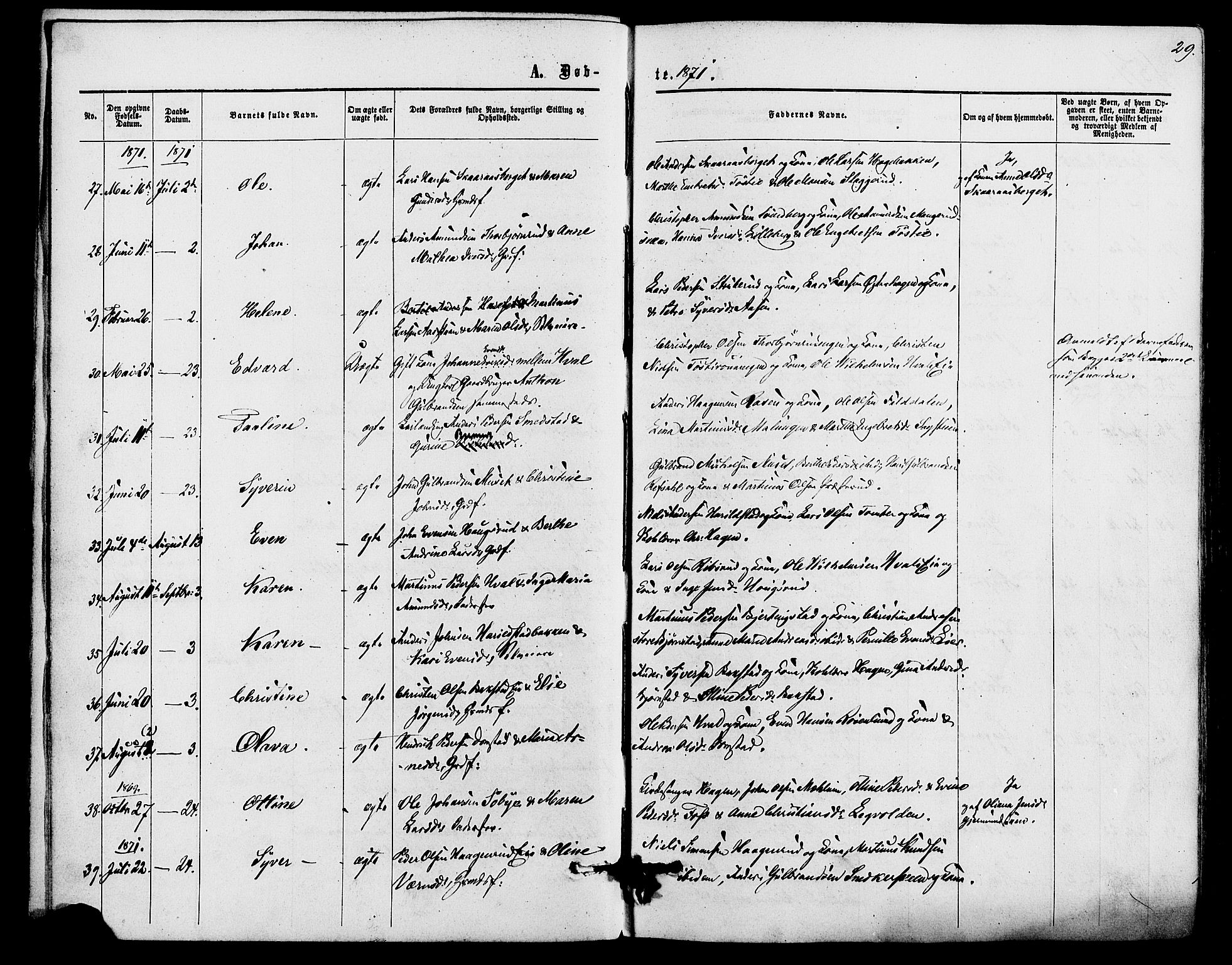 Romedal prestekontor, SAH/PREST-004/K/L0006: Parish register (official) no. 6, 1866-1886, p. 29